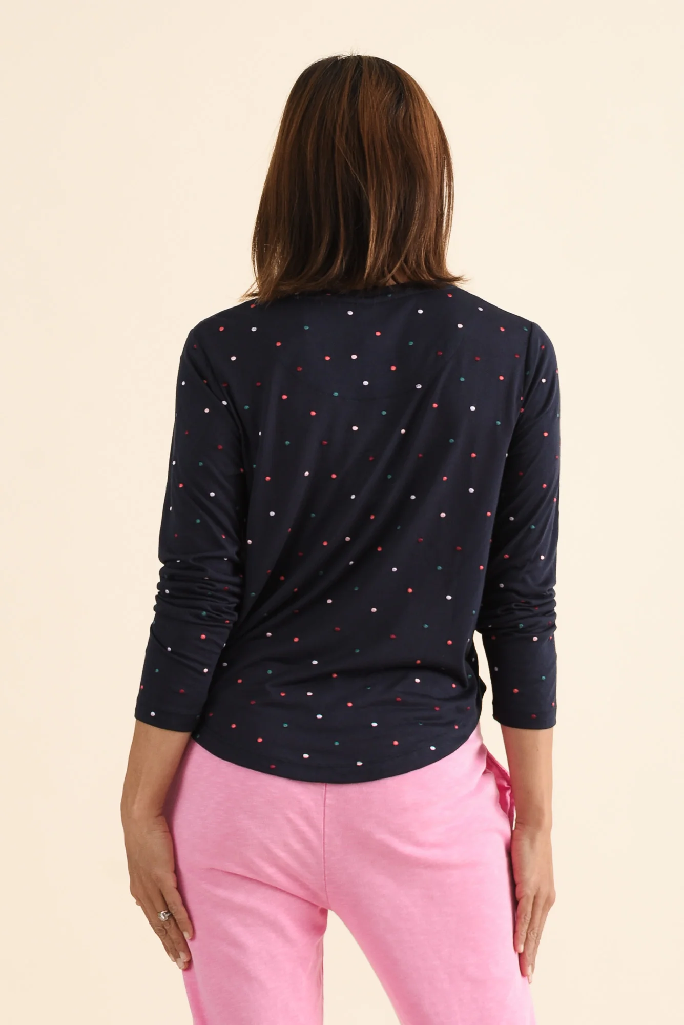 Kaja Navy Spot Long Sleeve Tee - Image 4