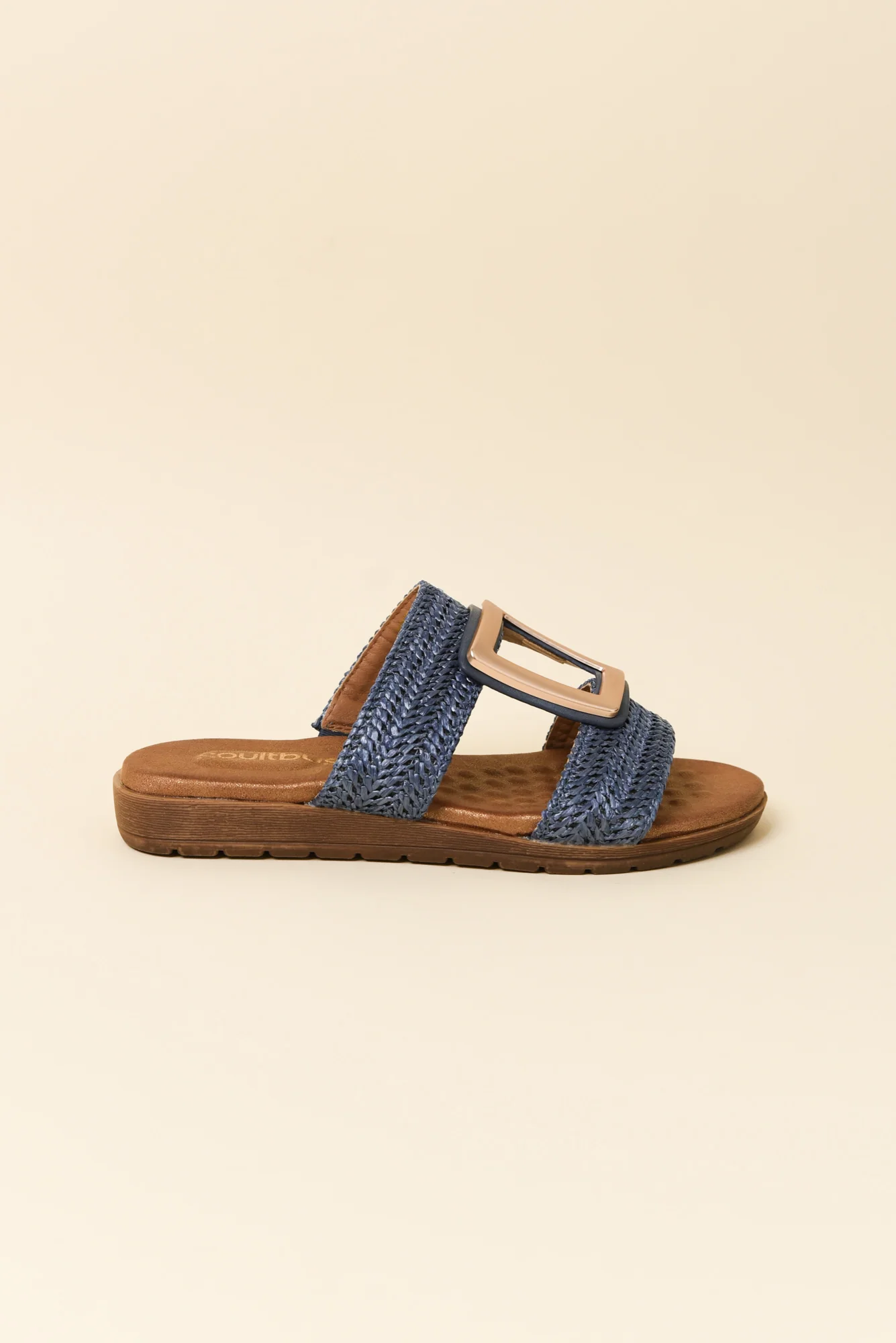 Kimberley Blue Raffia Buckle Slide
