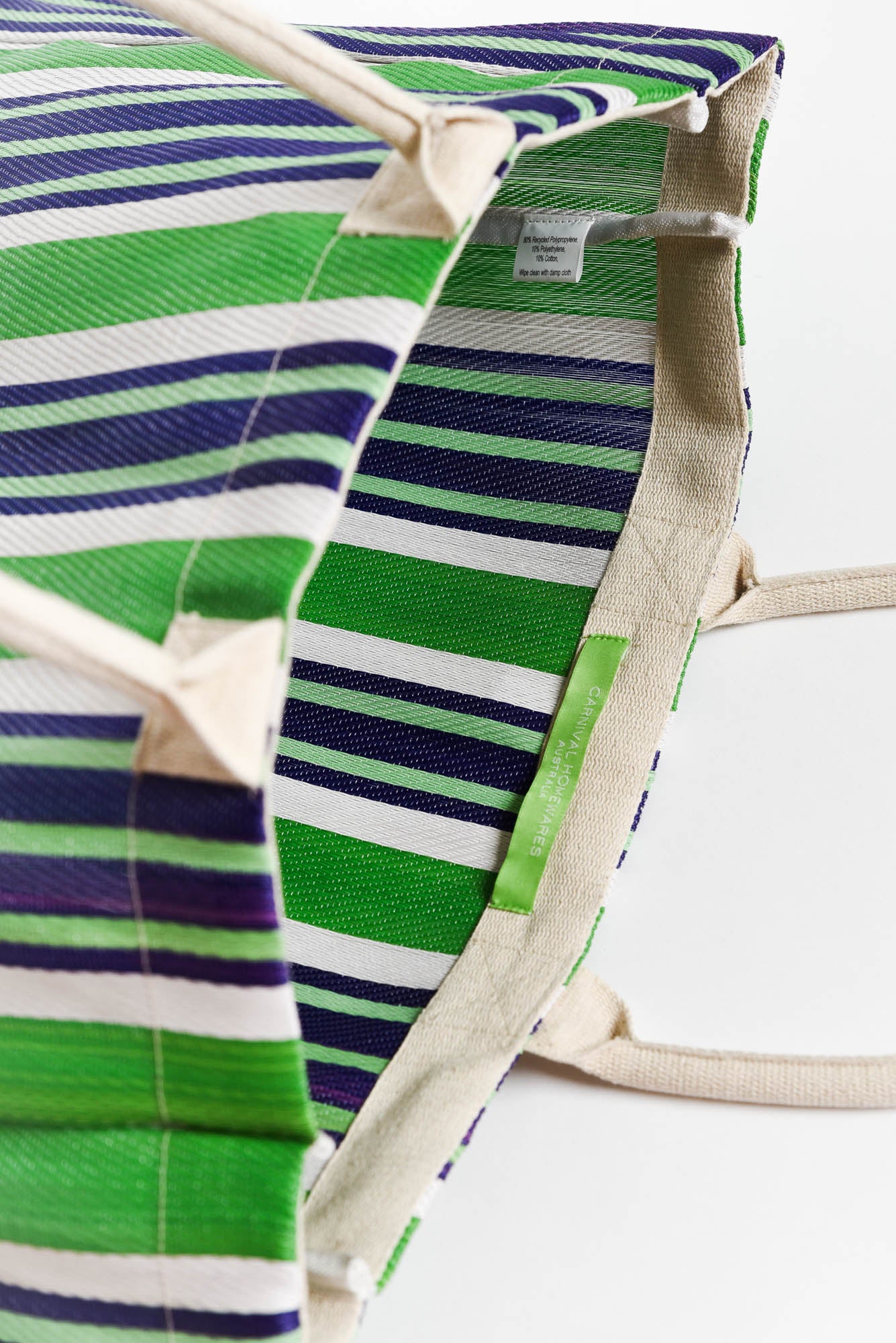 Lochan Green Stripe Medium Tote Bag - Image 3