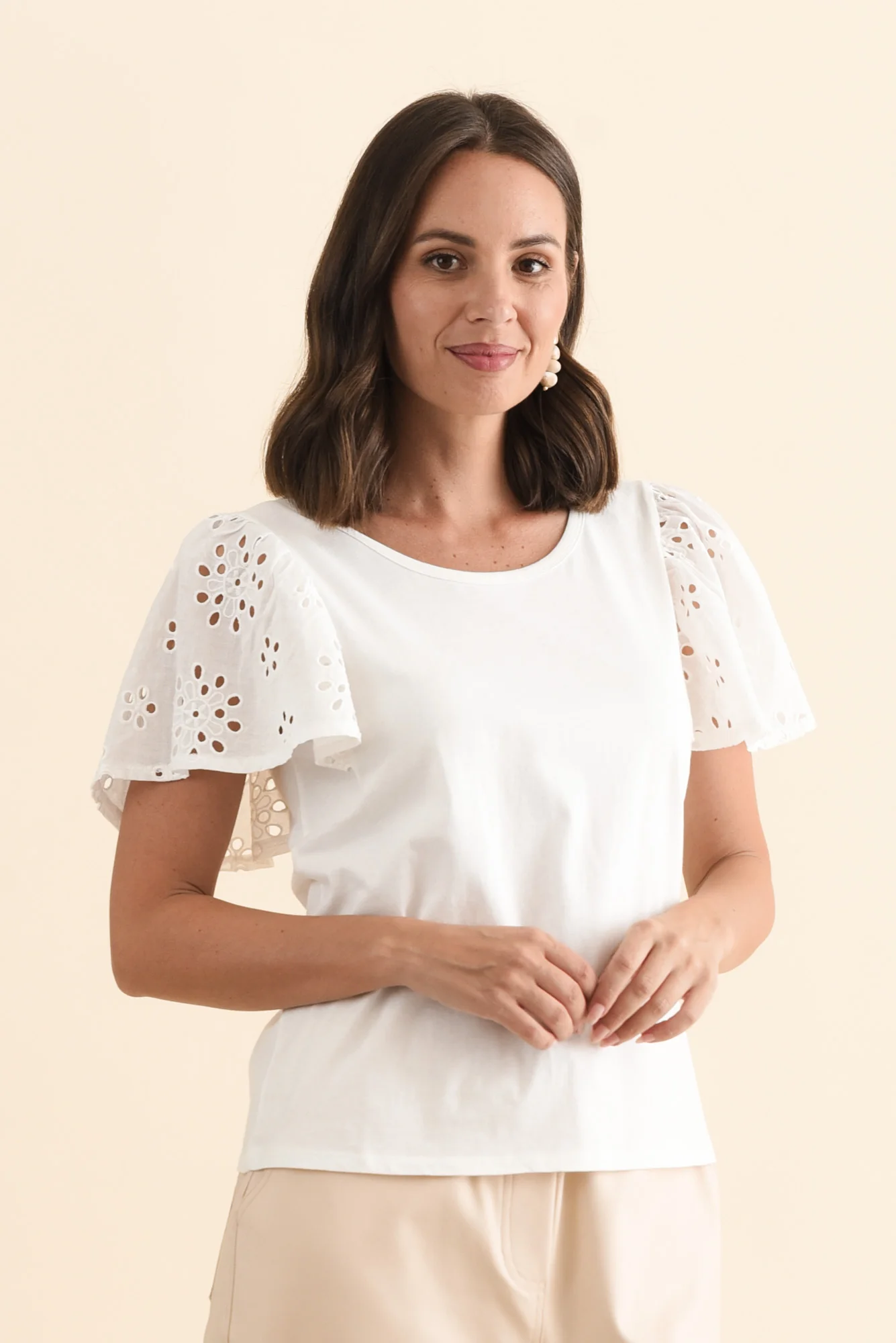 Lottie White Embroidered Cotton Tee - Image 3