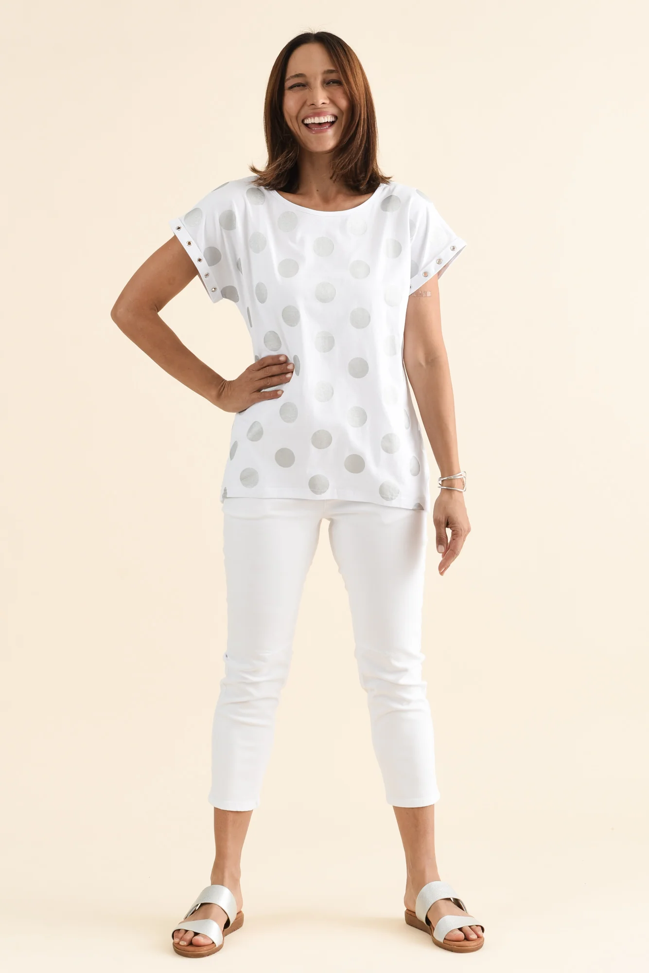 Lumi White Foil Spot Cotton Tee - Image 2