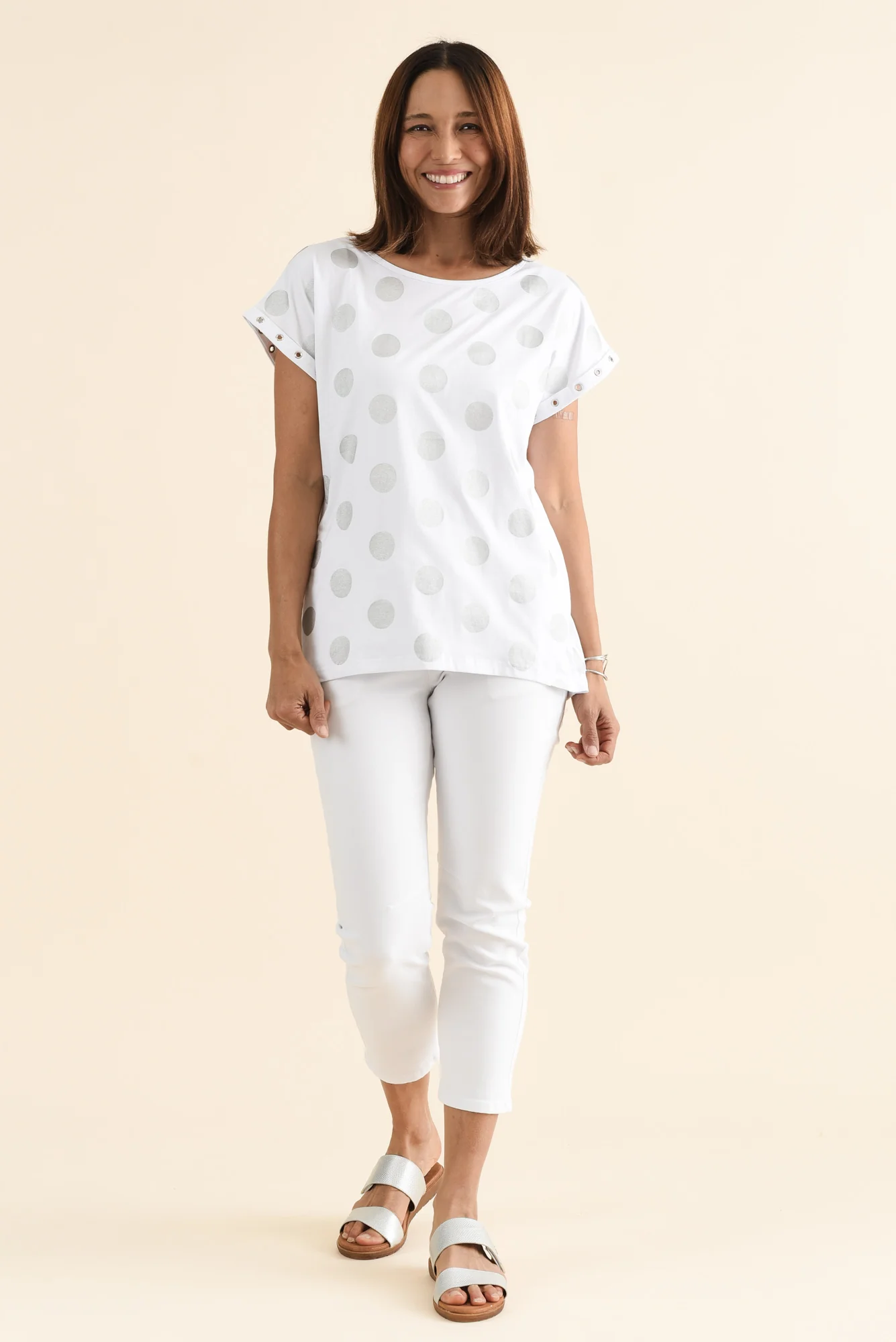 Lumi White Foil Spot Cotton Tee - Image 6