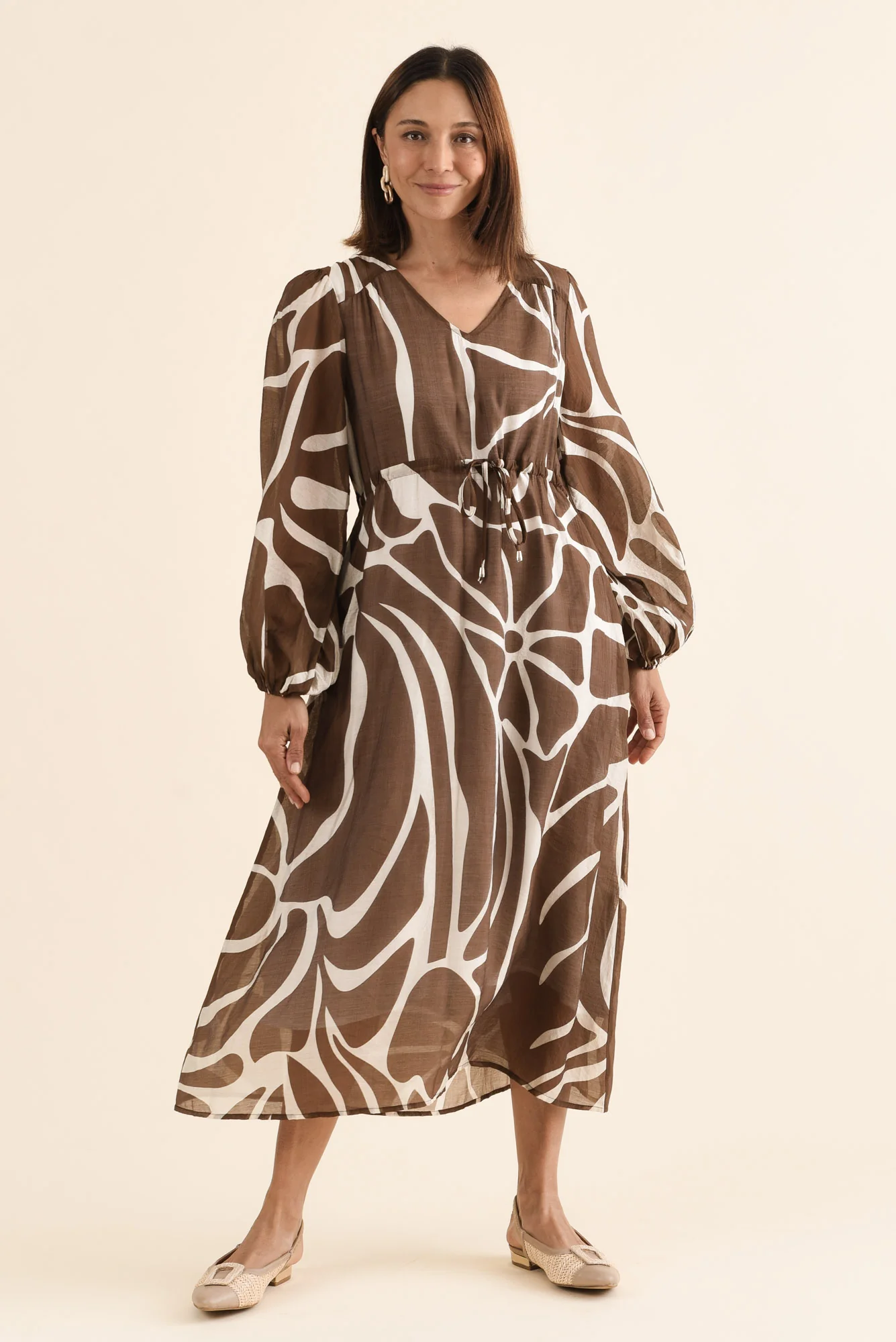 Mareli Mocha Abstract Tie Dress - Image 6