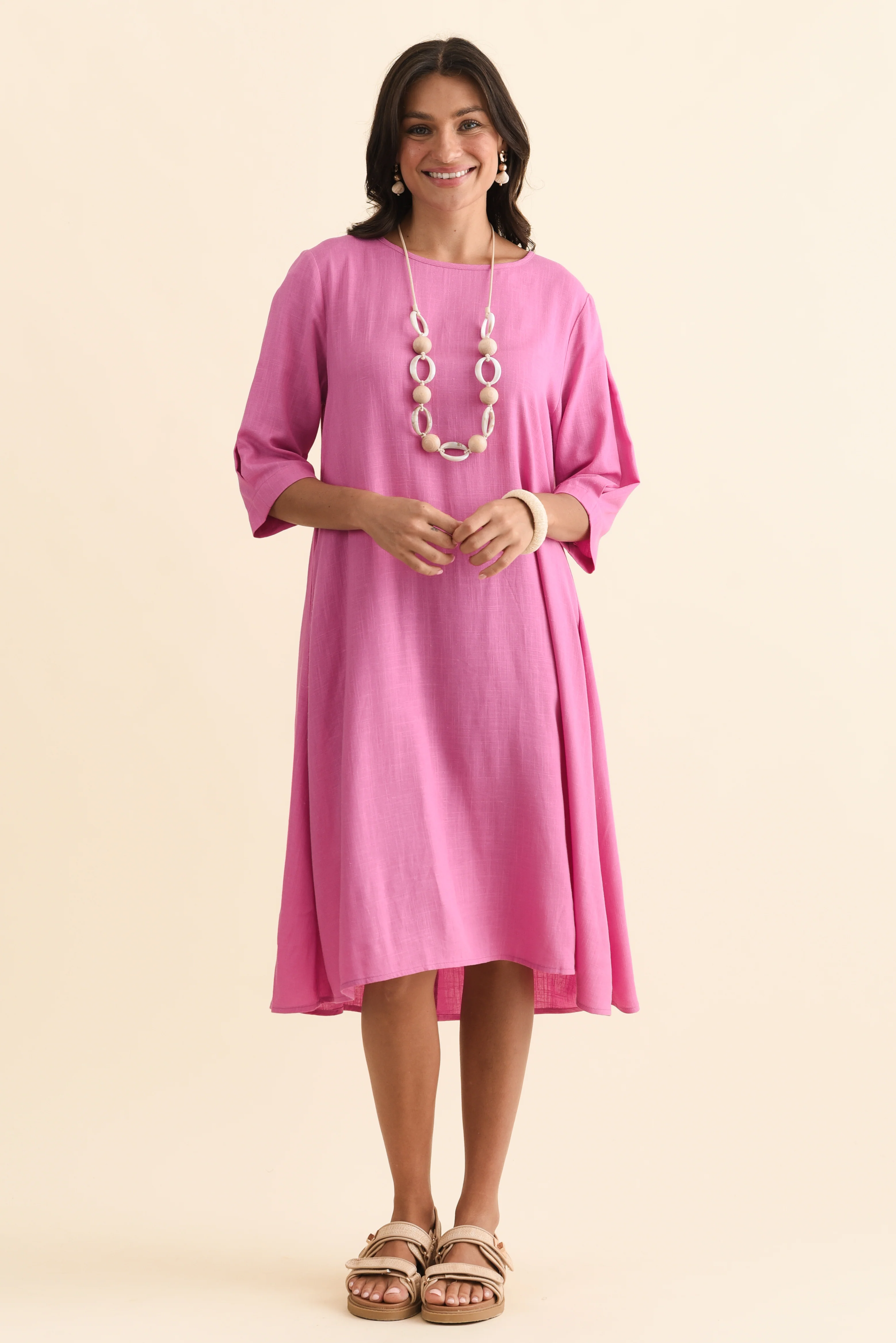 Marley Pink Linen Blend Dress - Image 2