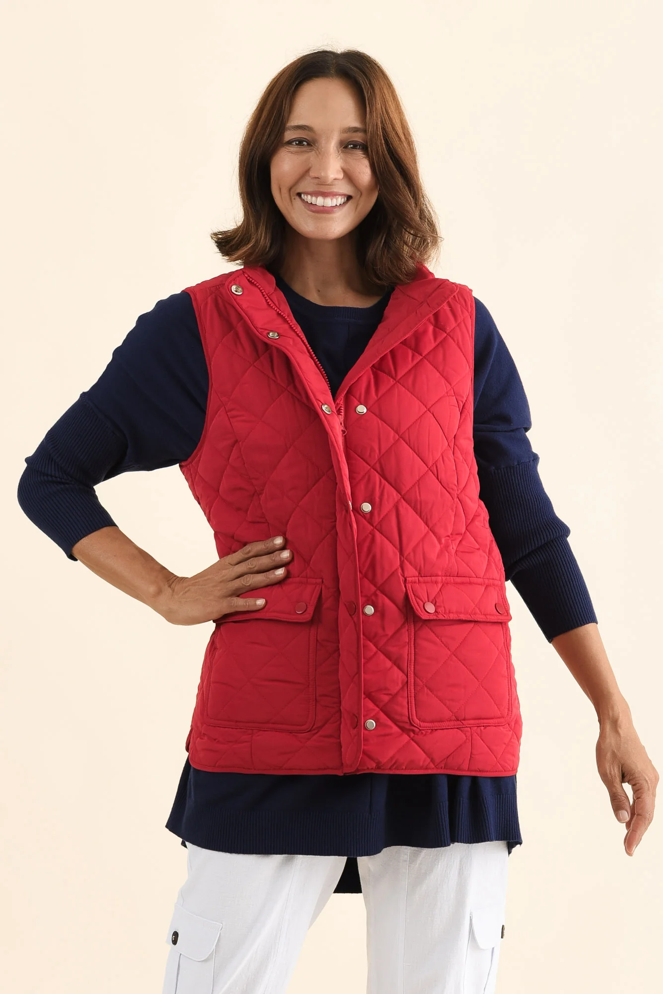 Max Red Quilted Pocket Vest - Image 2