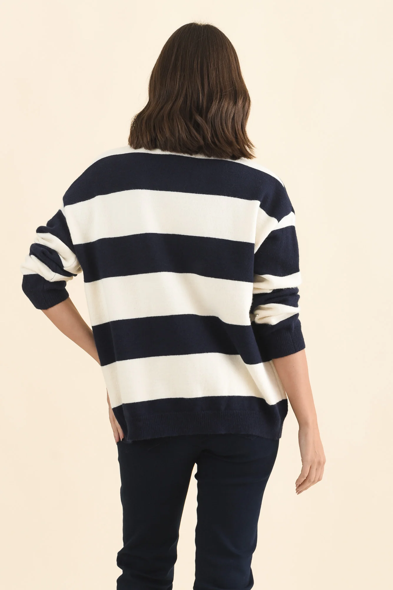 Maybelle Navy Stripe Knit Cardigan - Image 4