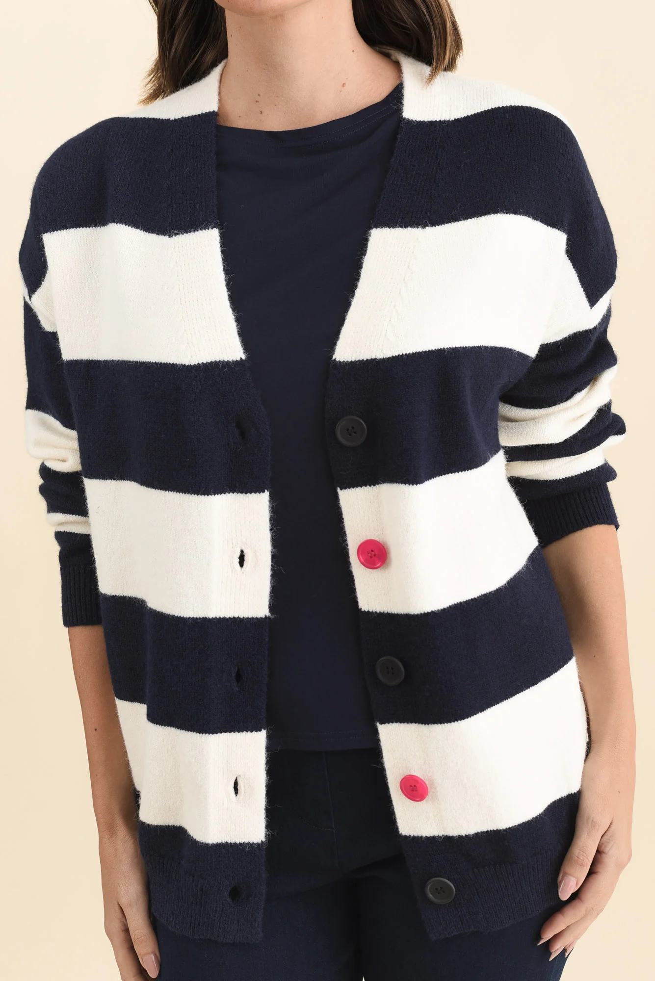Maybelle Navy Stripe Knit Cardigan - Image 5