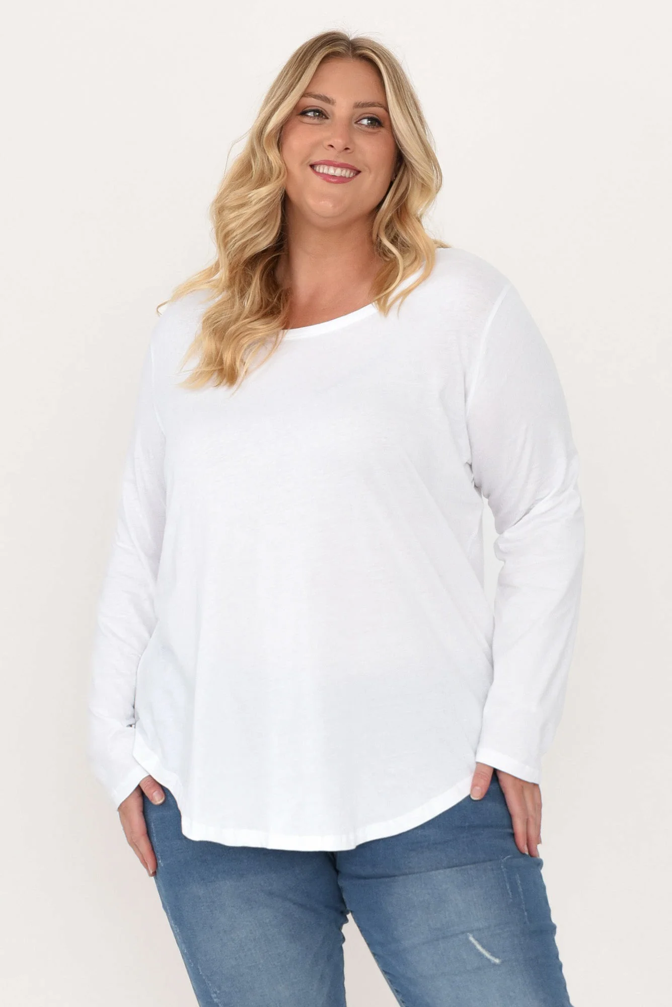 Megan White Cotton Long Sleeve Top - Image 8