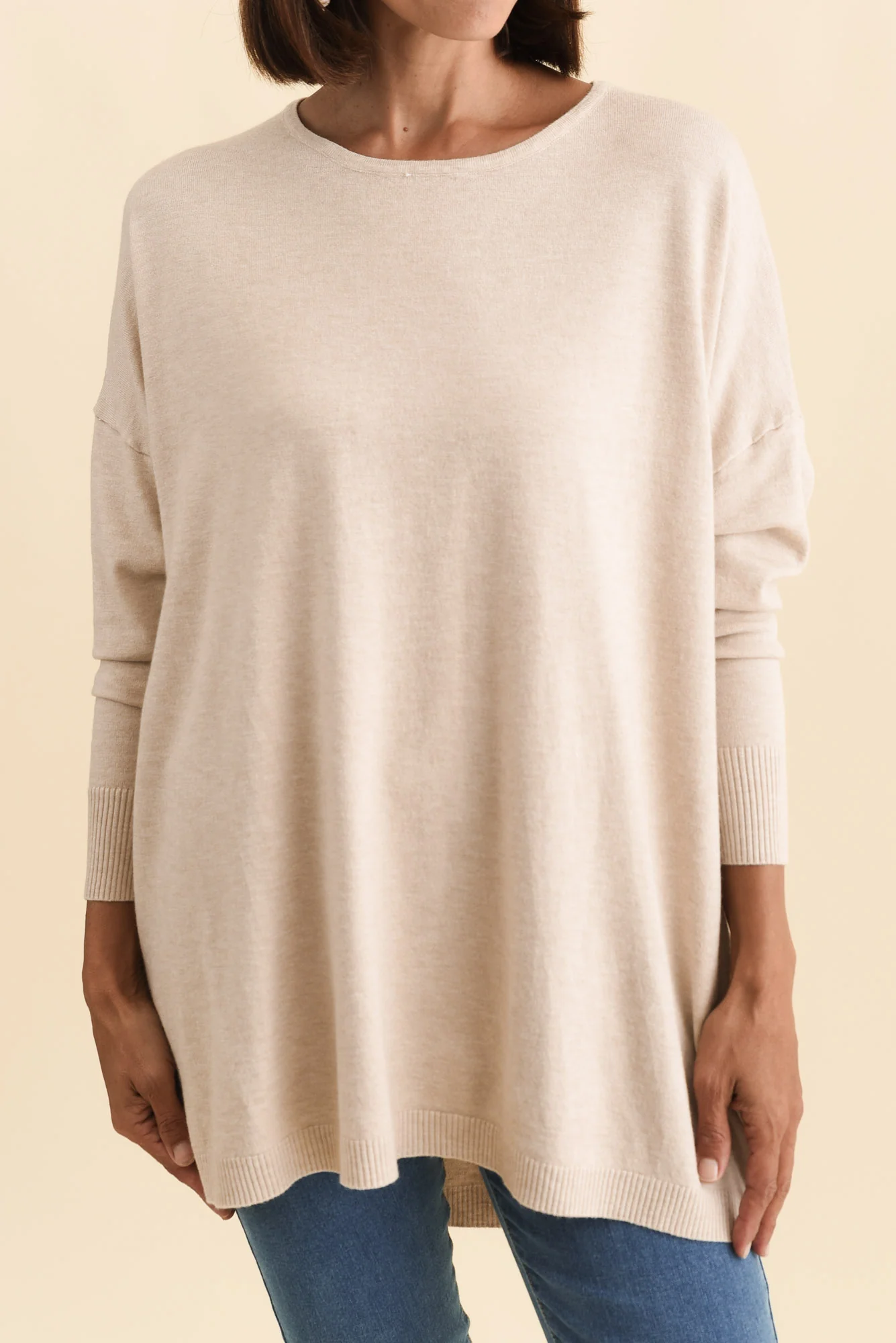 Meryl Beige Wool Blend Drape Jumper - Image 6