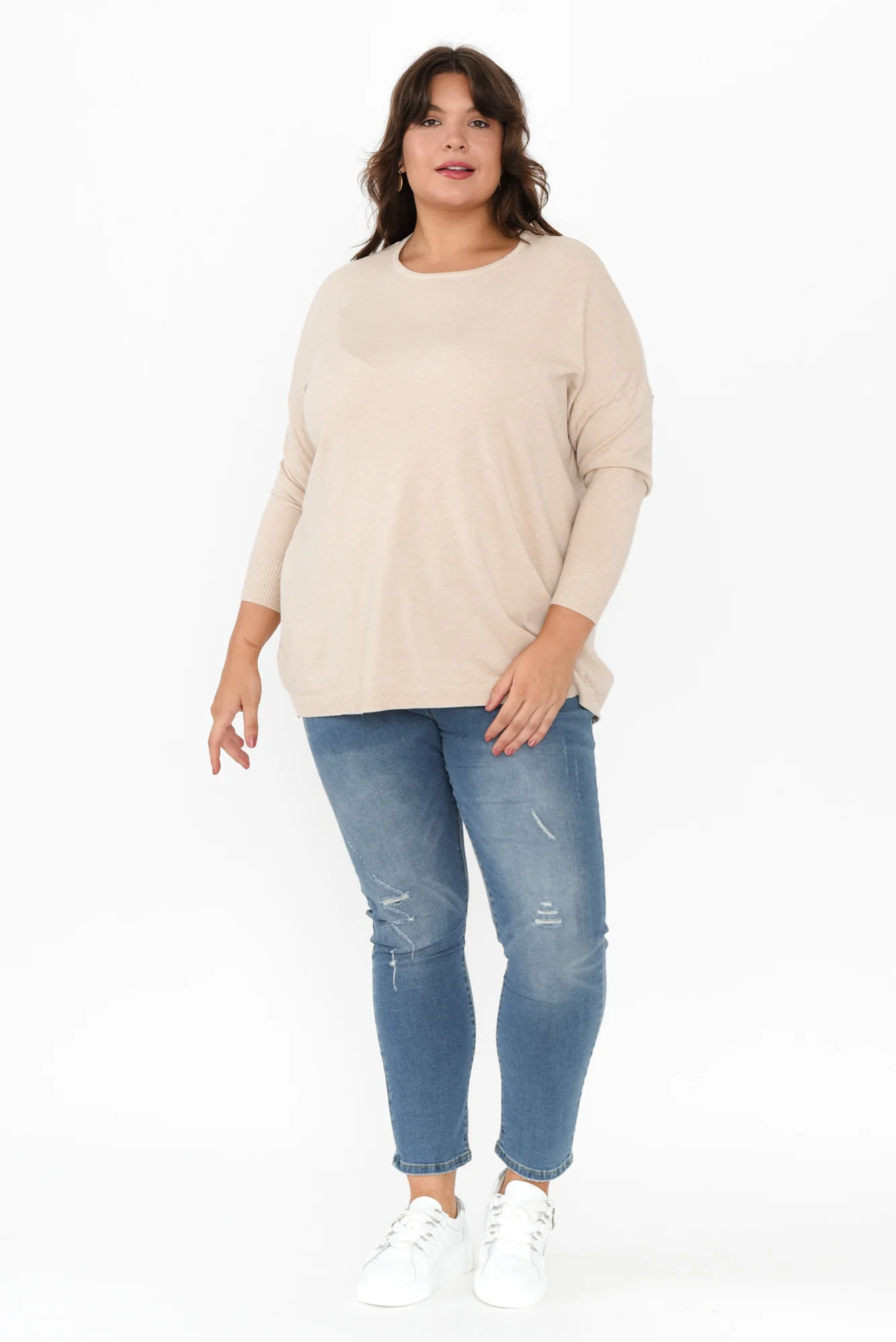 Meryl Beige Wool Blend Drape Jumper - Image 9