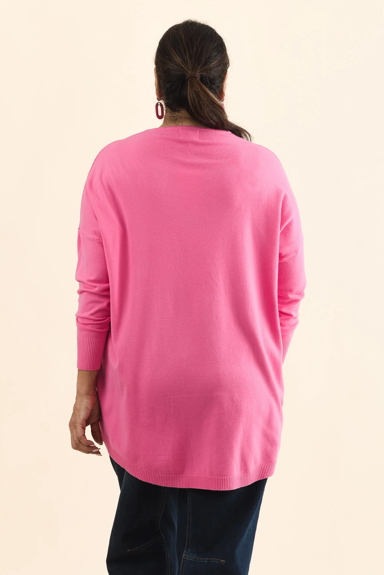 Meryl Hot Pink Wool Blend Drape Jumper - Image 12