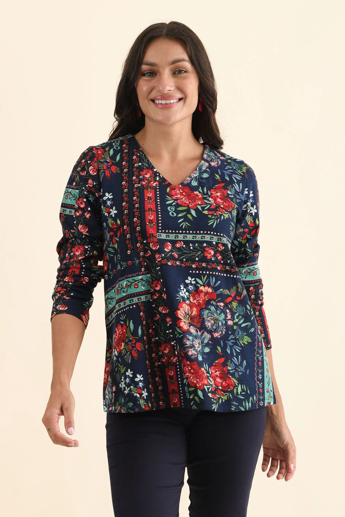 Miki Navy Floral Top