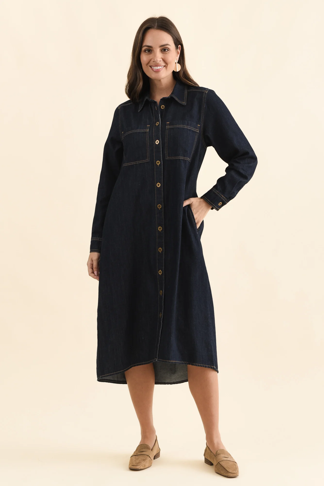 Montana Dark Blue Denim Shirt Dress - Image 2