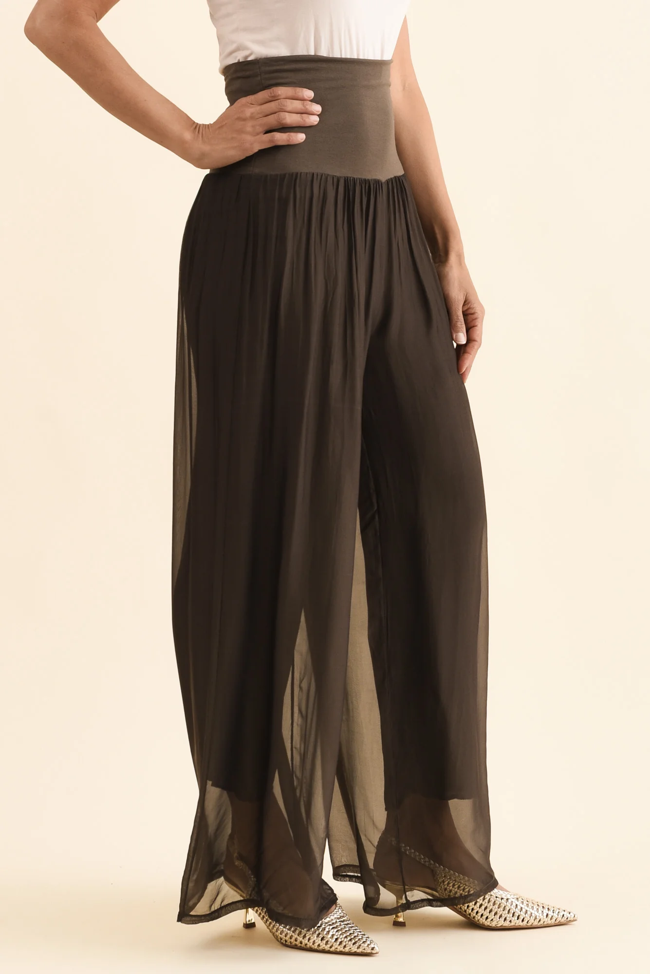 Mora Chocolate Silk Layer Pants - Image 4