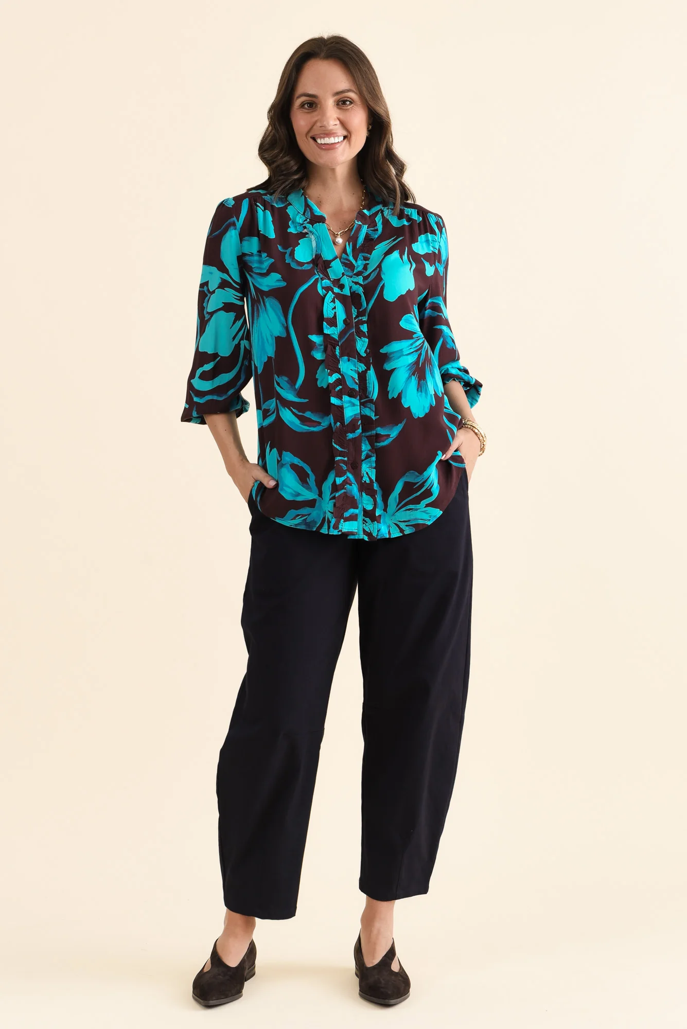 Myth Blue Floral Frill Blouse - Image 6