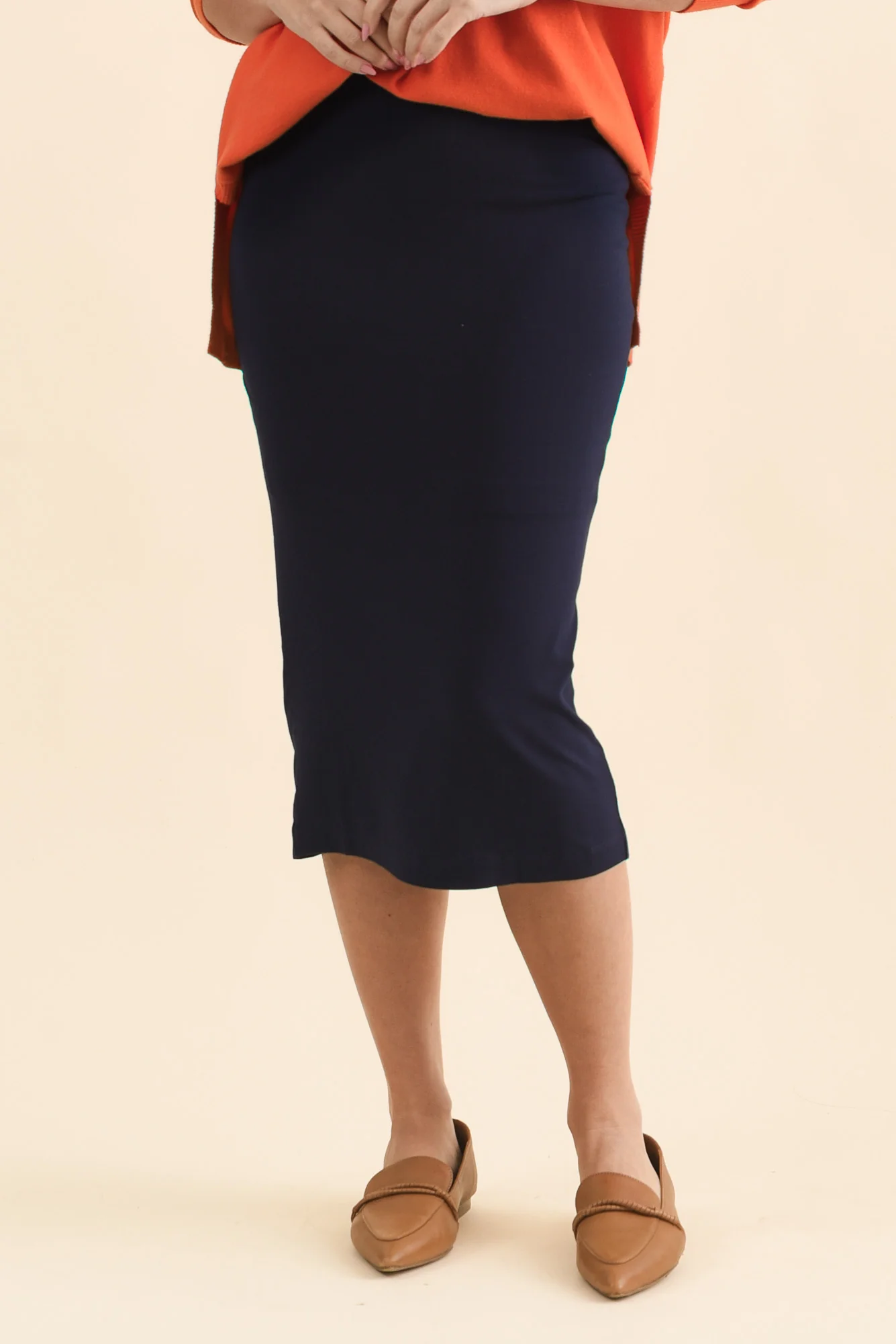 Navy Bamboo Maxi Tube Skirt