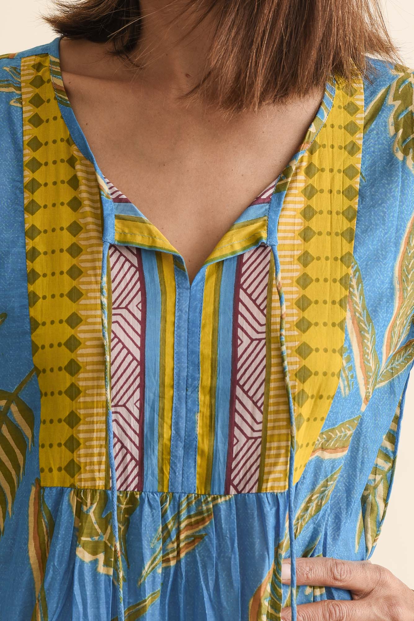 Nona Blue Island Crinkle Cotton Maxi Dress - Image 5