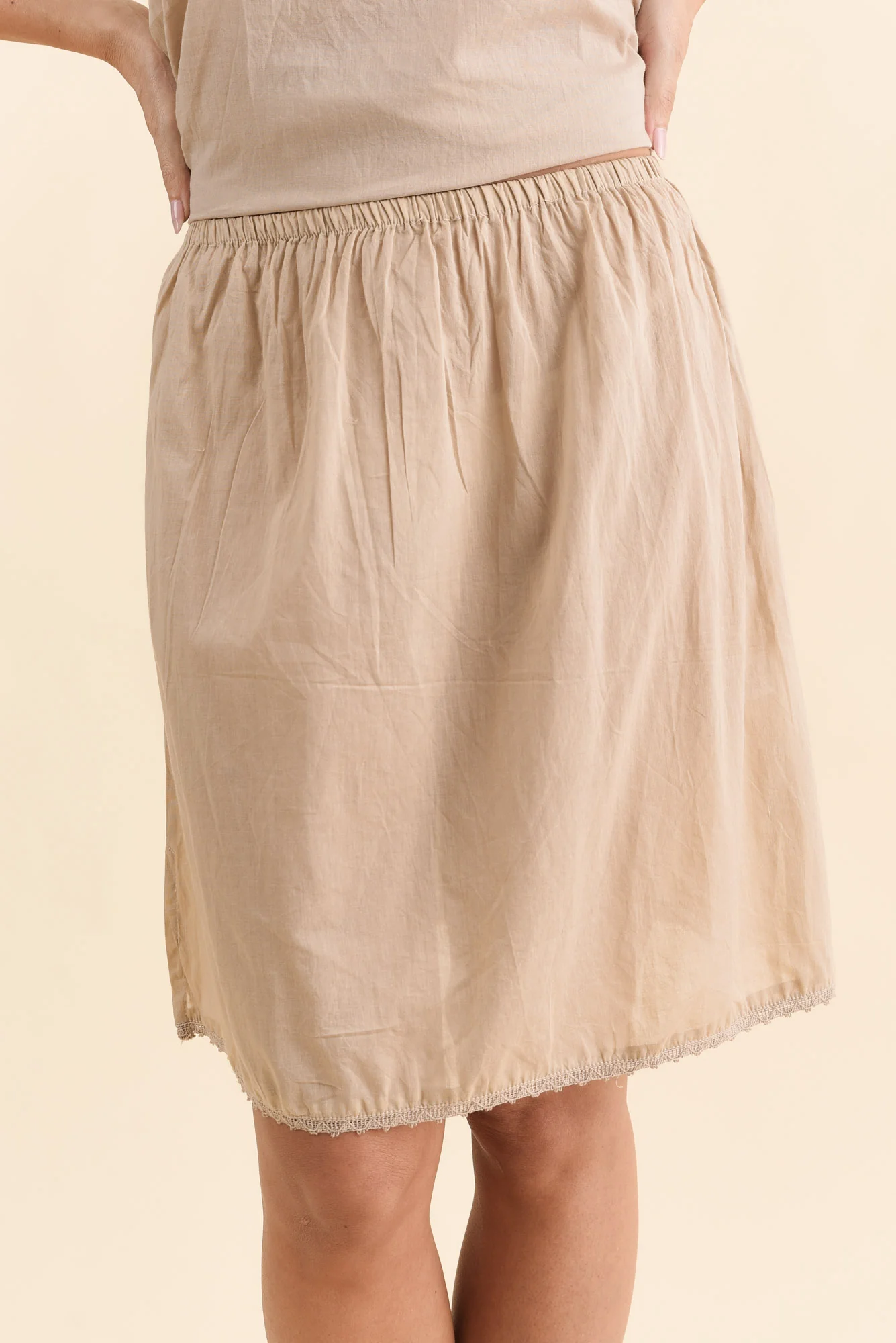 Nude Cotton Slip Skirt - Image 5