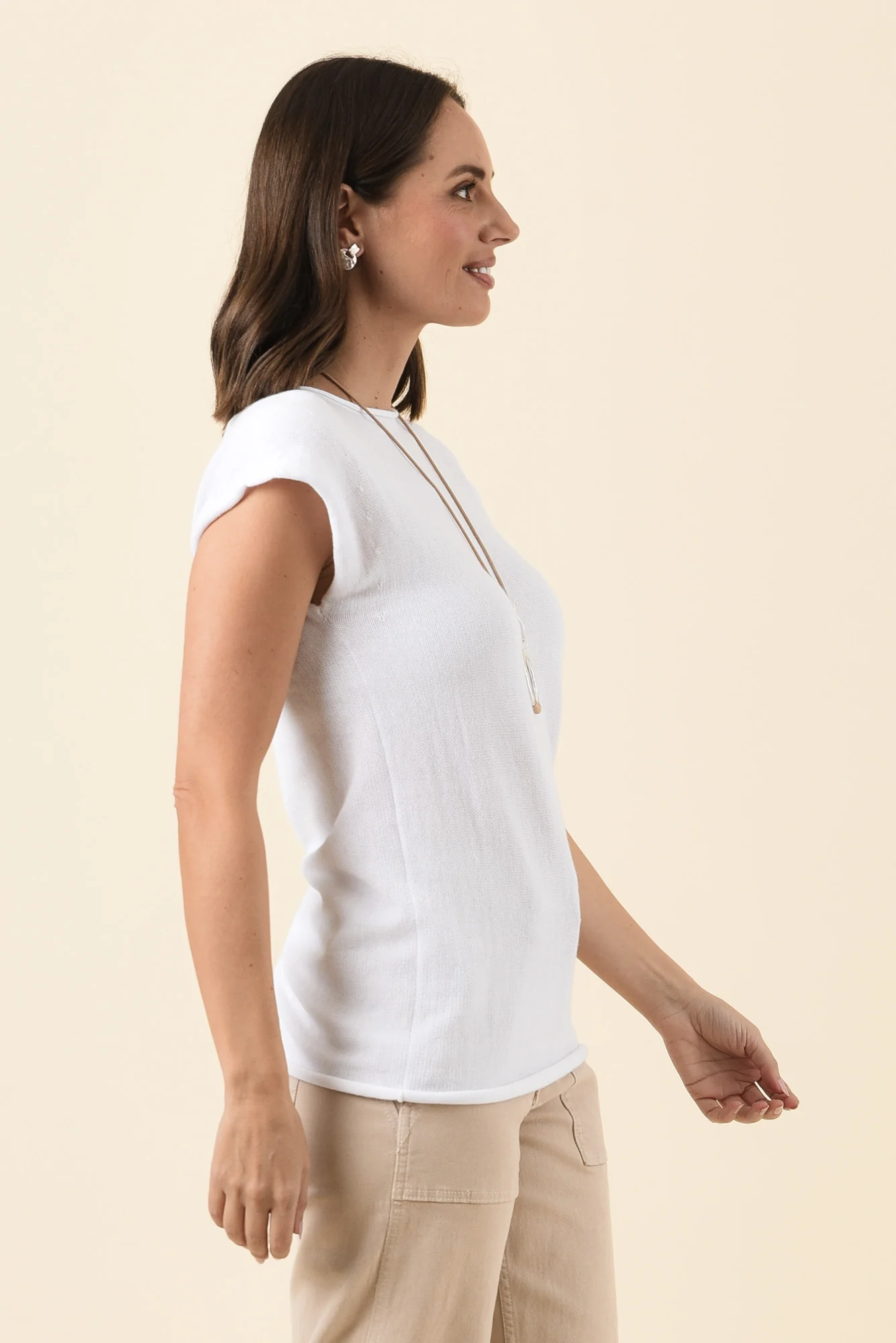 Ollie White Cotton Knit Tee - Image 3