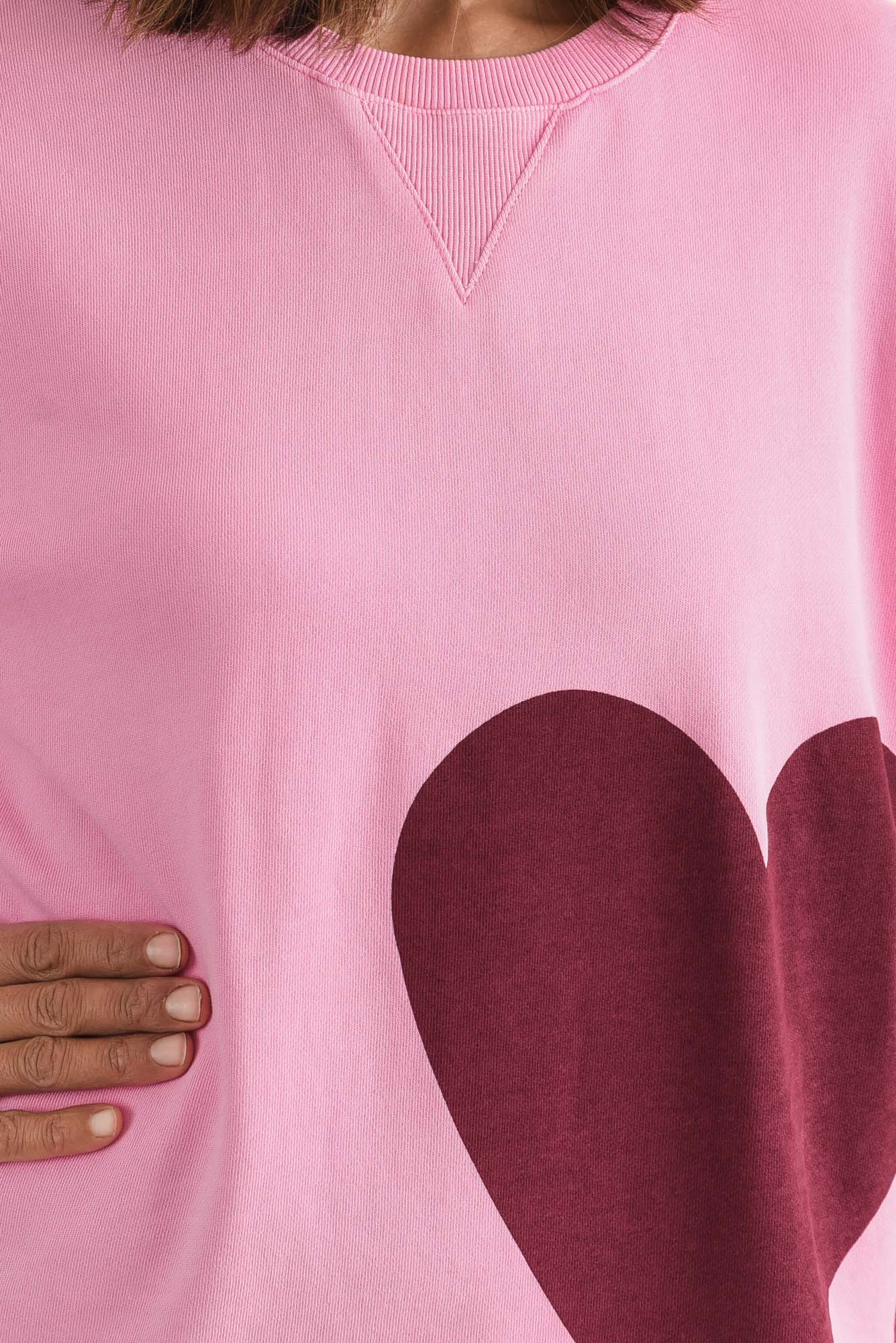 One Heart Pink Cotton Crewneck Sweatshirt - Image 5