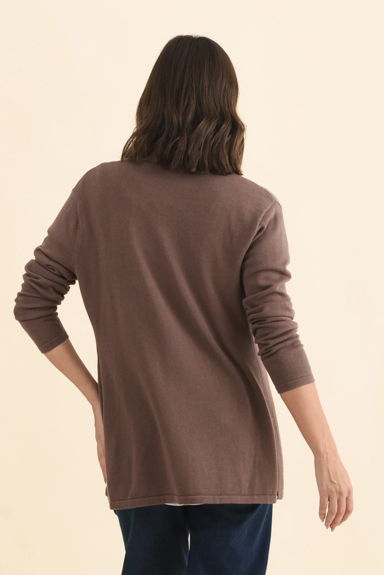 Primrose Chocolate Cotton Drape Cardigan - Image 5