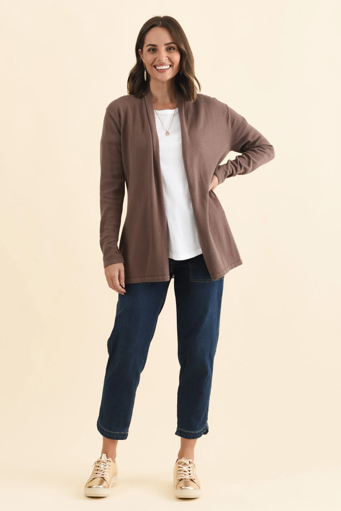 Primrose Chocolate Cotton Drape Cardigan - Image 7