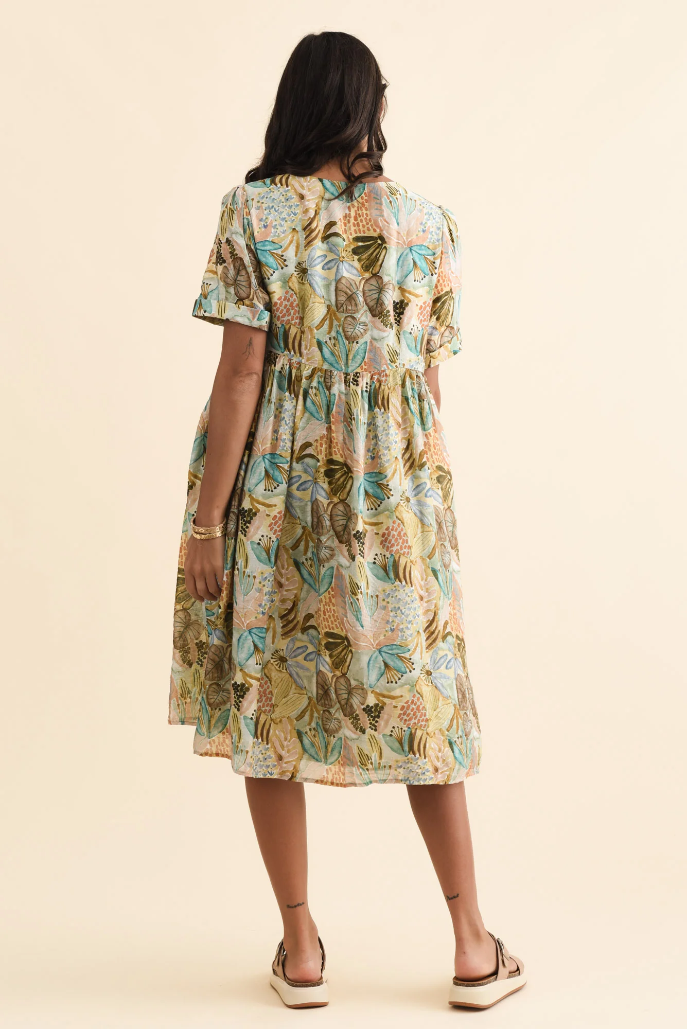 Rayna Brown Garden Button Dress - Image 5