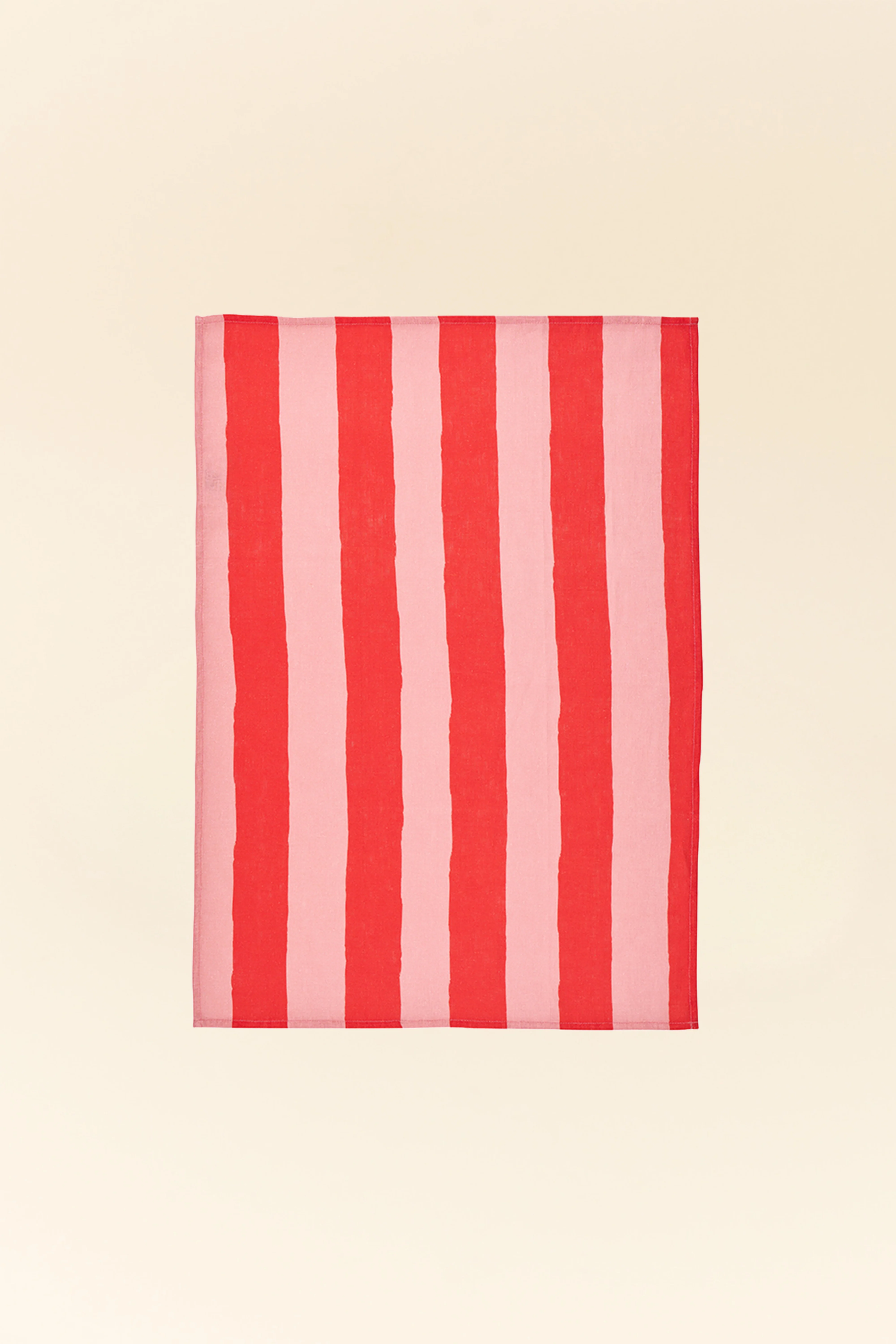 Red Stripe Linen Tea Towel