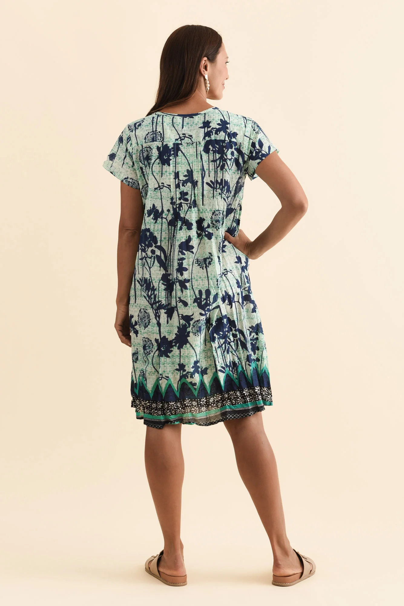 Sabina Navy Dandelion Crinkle Cotton Dress - Image 5