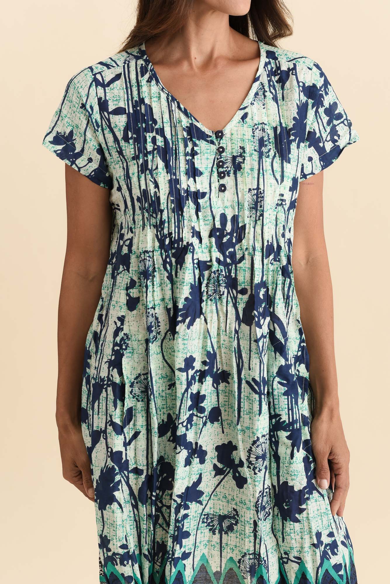 Sabina Navy Dandelion Crinkle Cotton Dress - Image 6