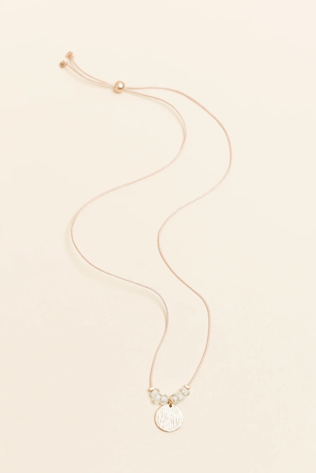 Sara Clear Beaded Disc Necklace
