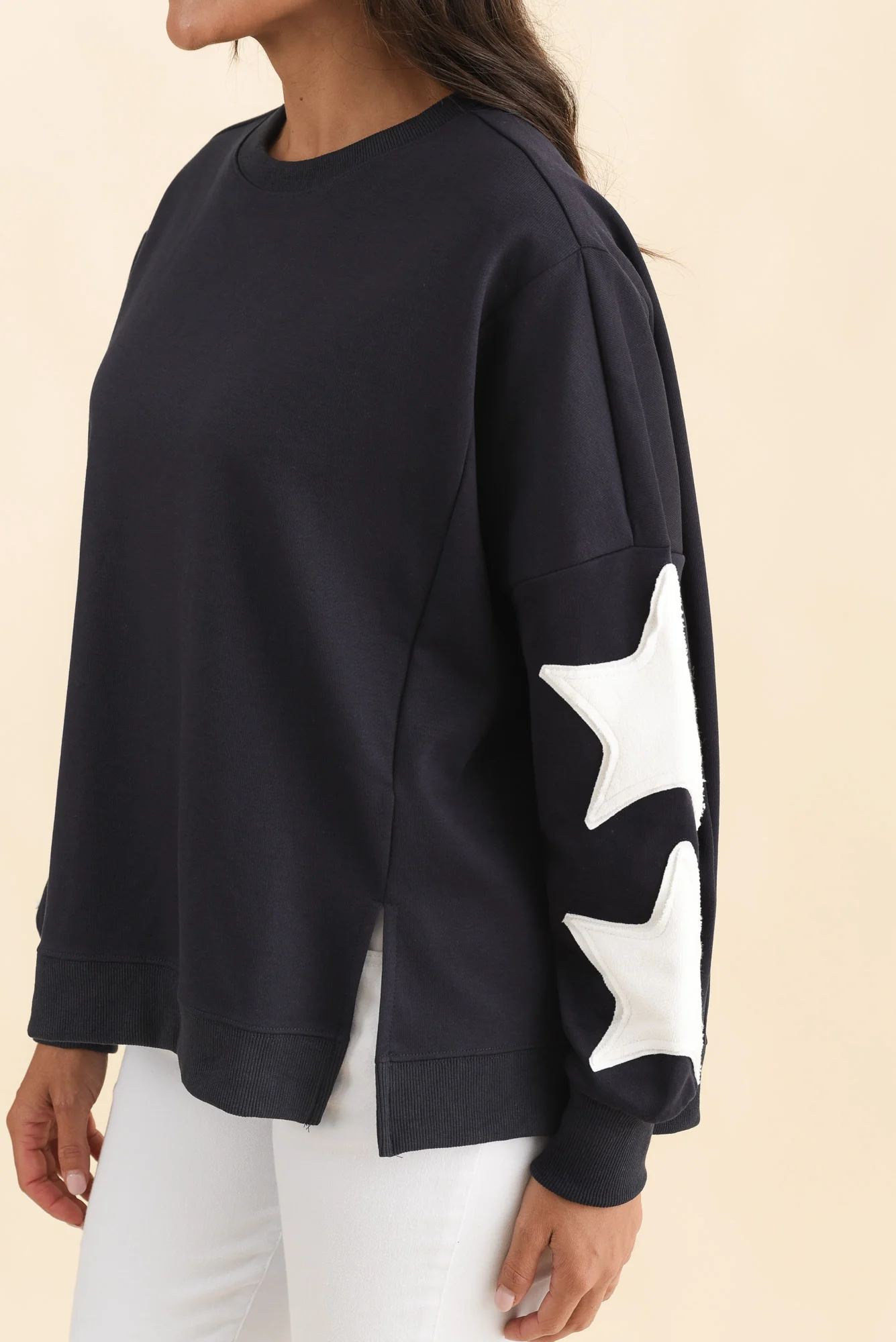 Saskia Navy Cotton Blend Sweatshirt - Image 5