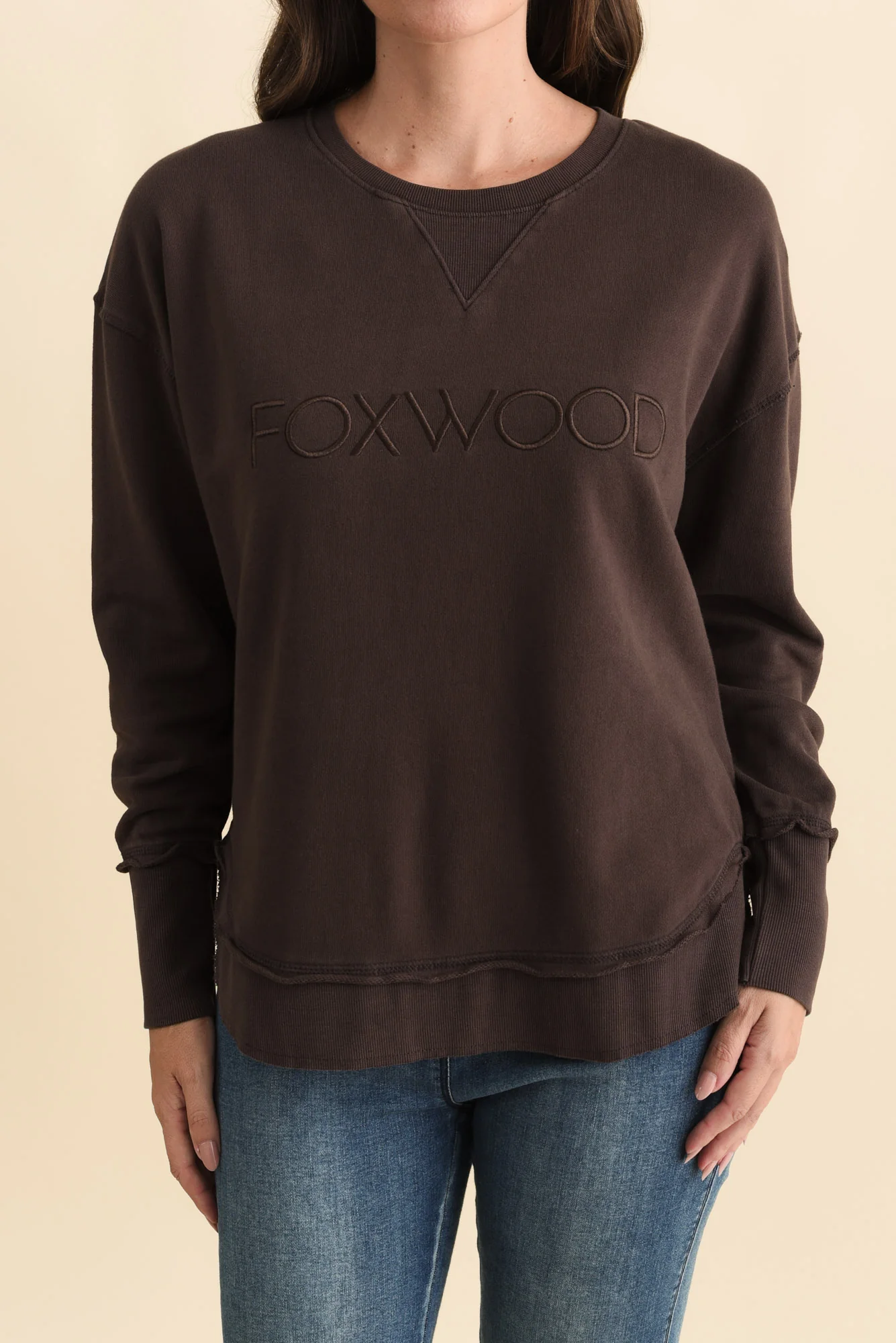 Simplified Chocolate Cotton Crewneck Sweatshirt - Image 6