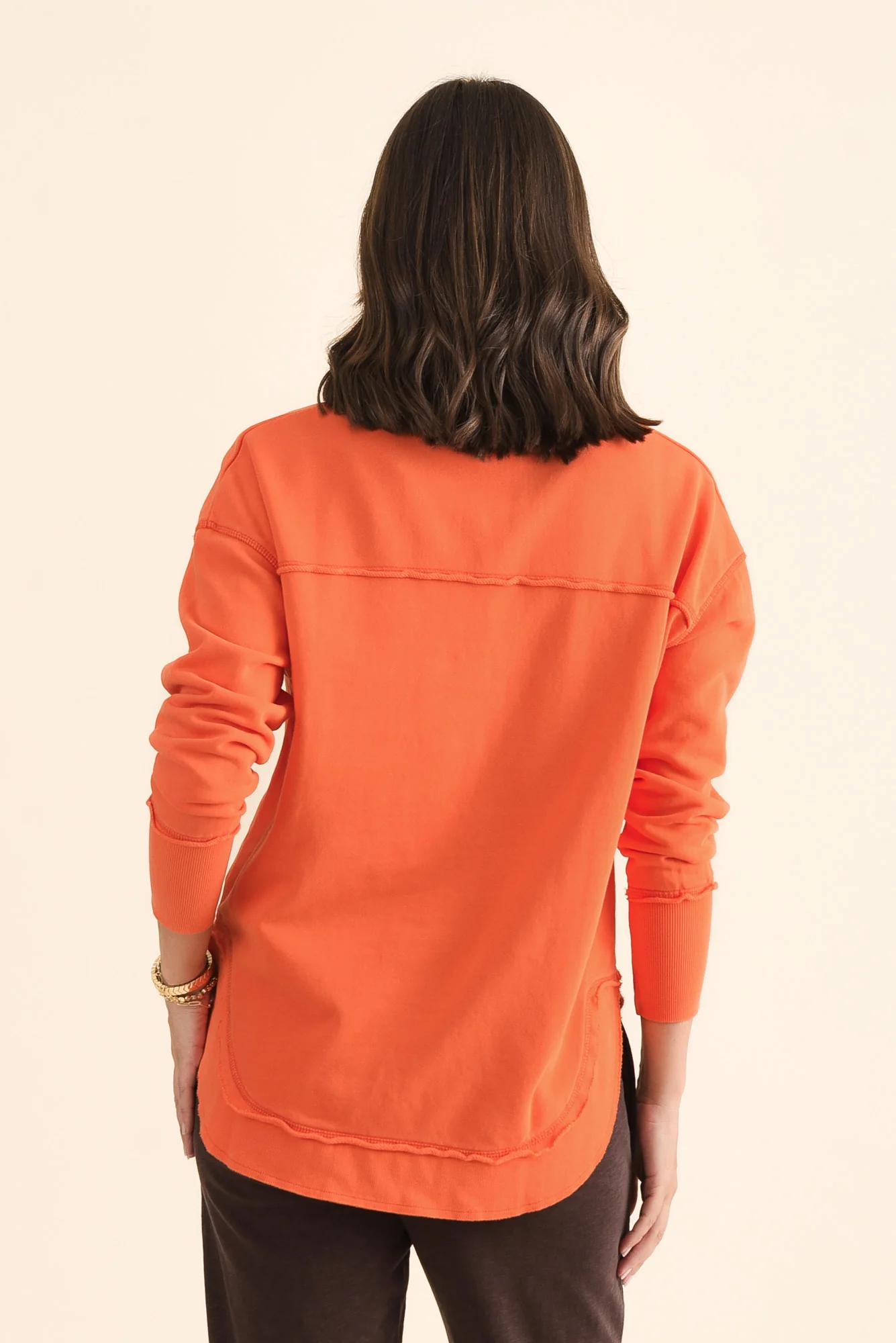 Simplified Orange Cotton Crewneck Sweatshirt - Image 4