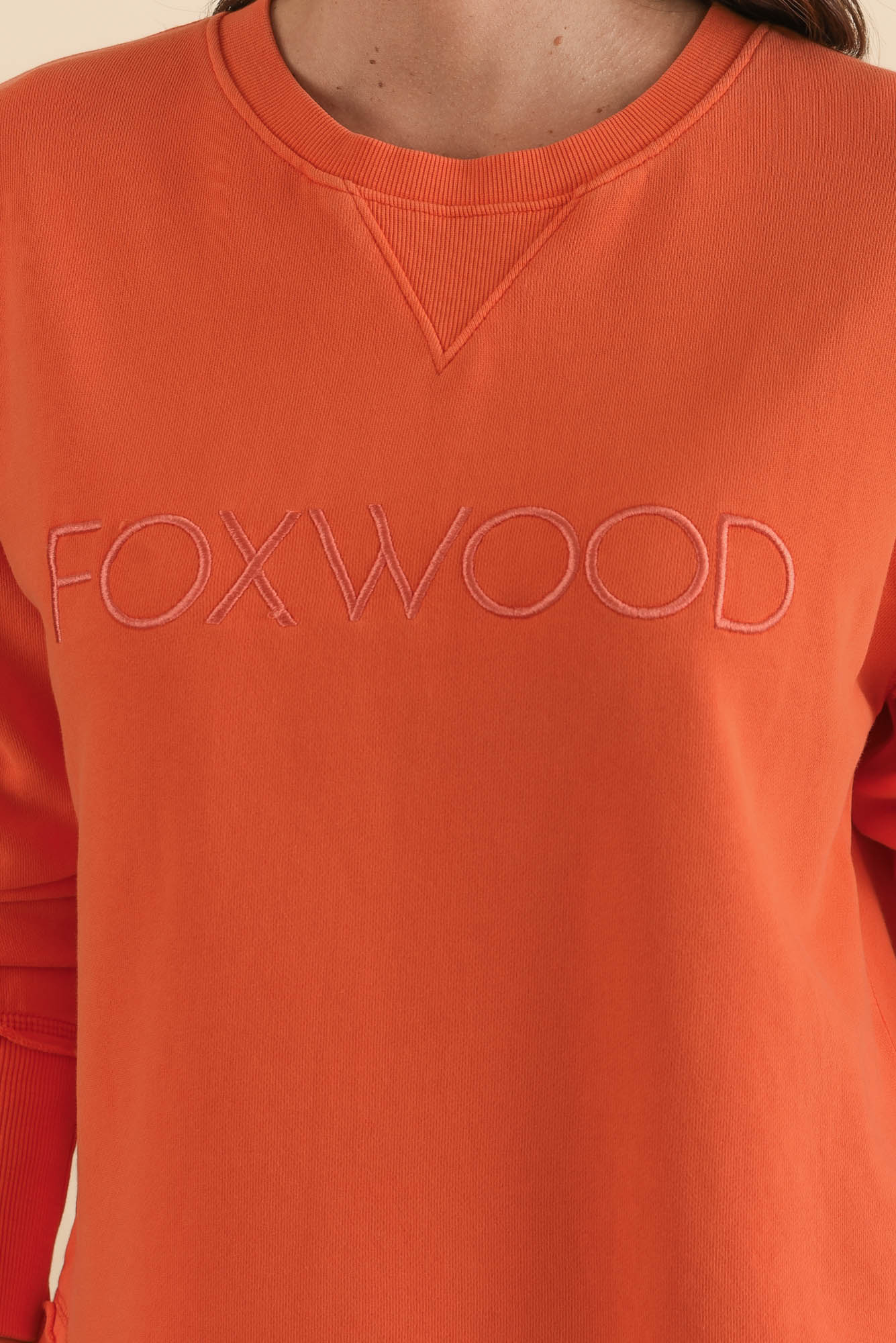 Simplified Orange Cotton Crewneck Sweatshirt - Image 5