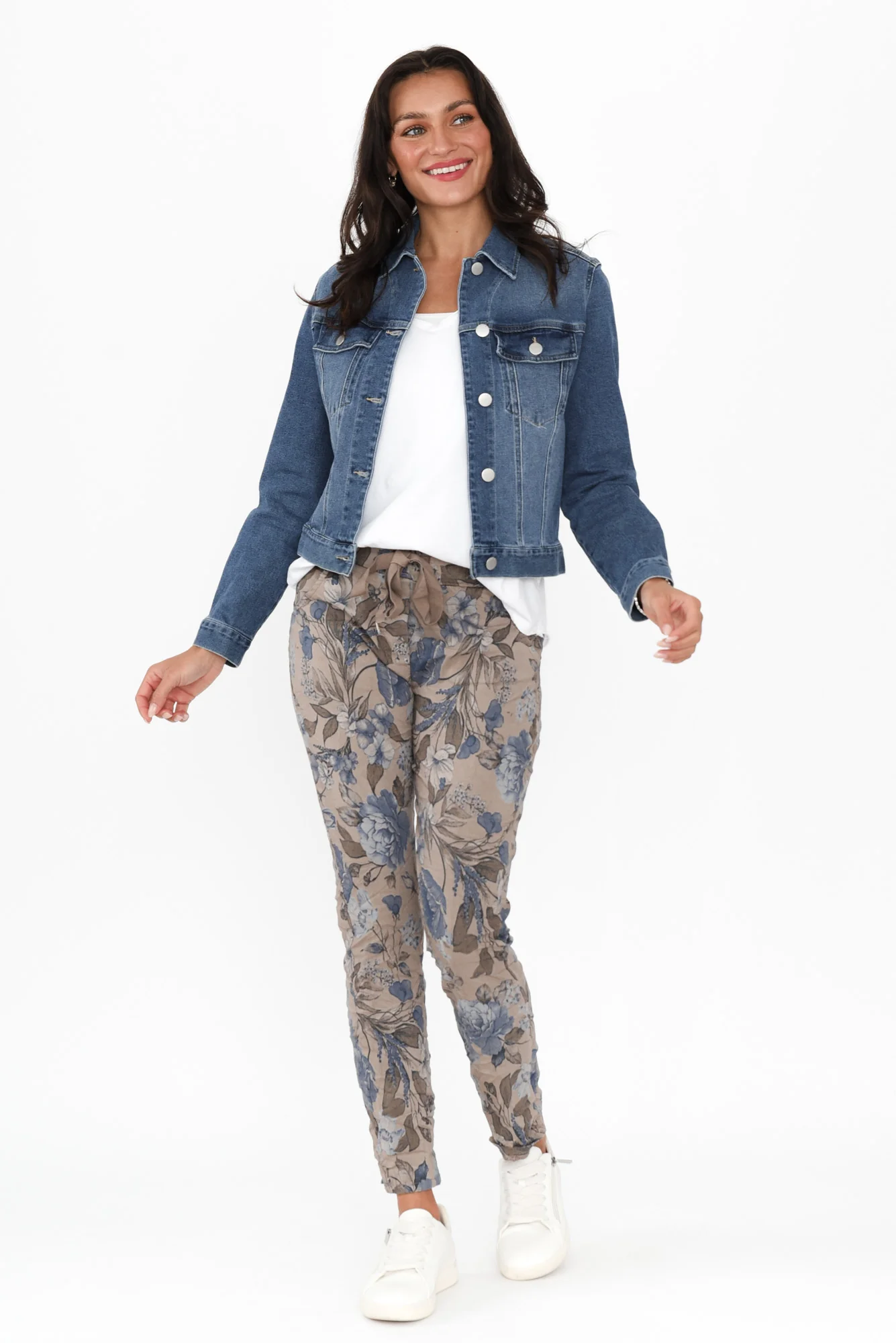 Simpson Taupe Floral Stretch Pants - Image 2