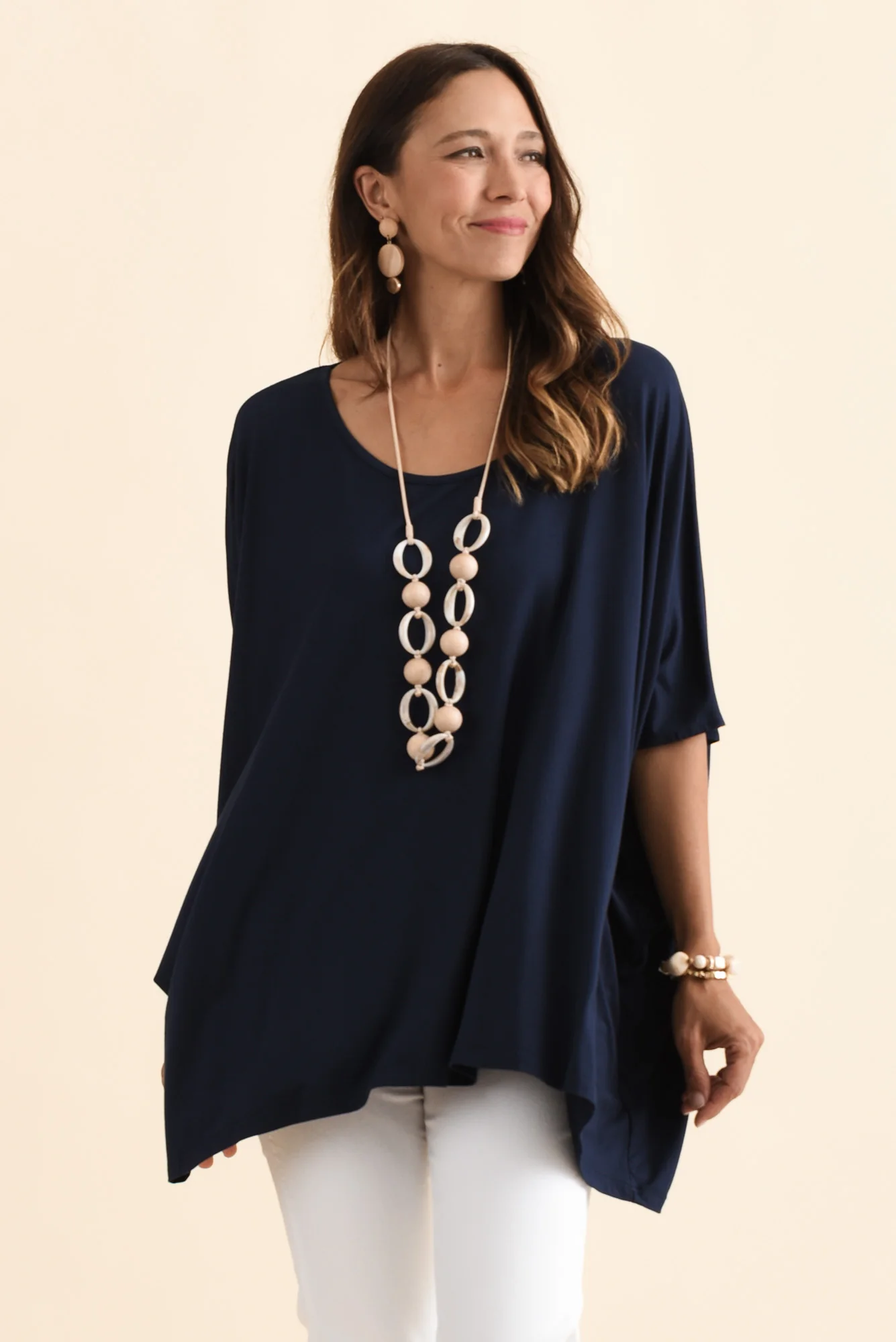 Sorronda Navy Bamboo Batwing Top