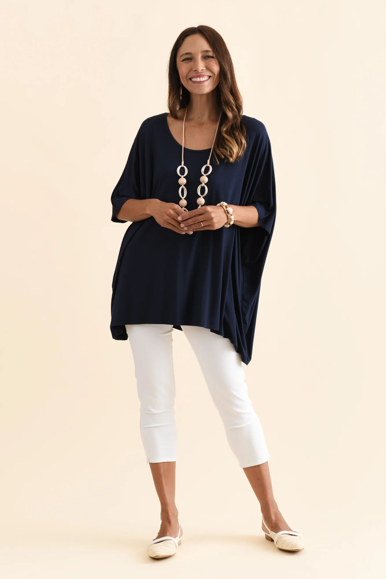 Sorronda Navy Bamboo Batwing Top - Image 2