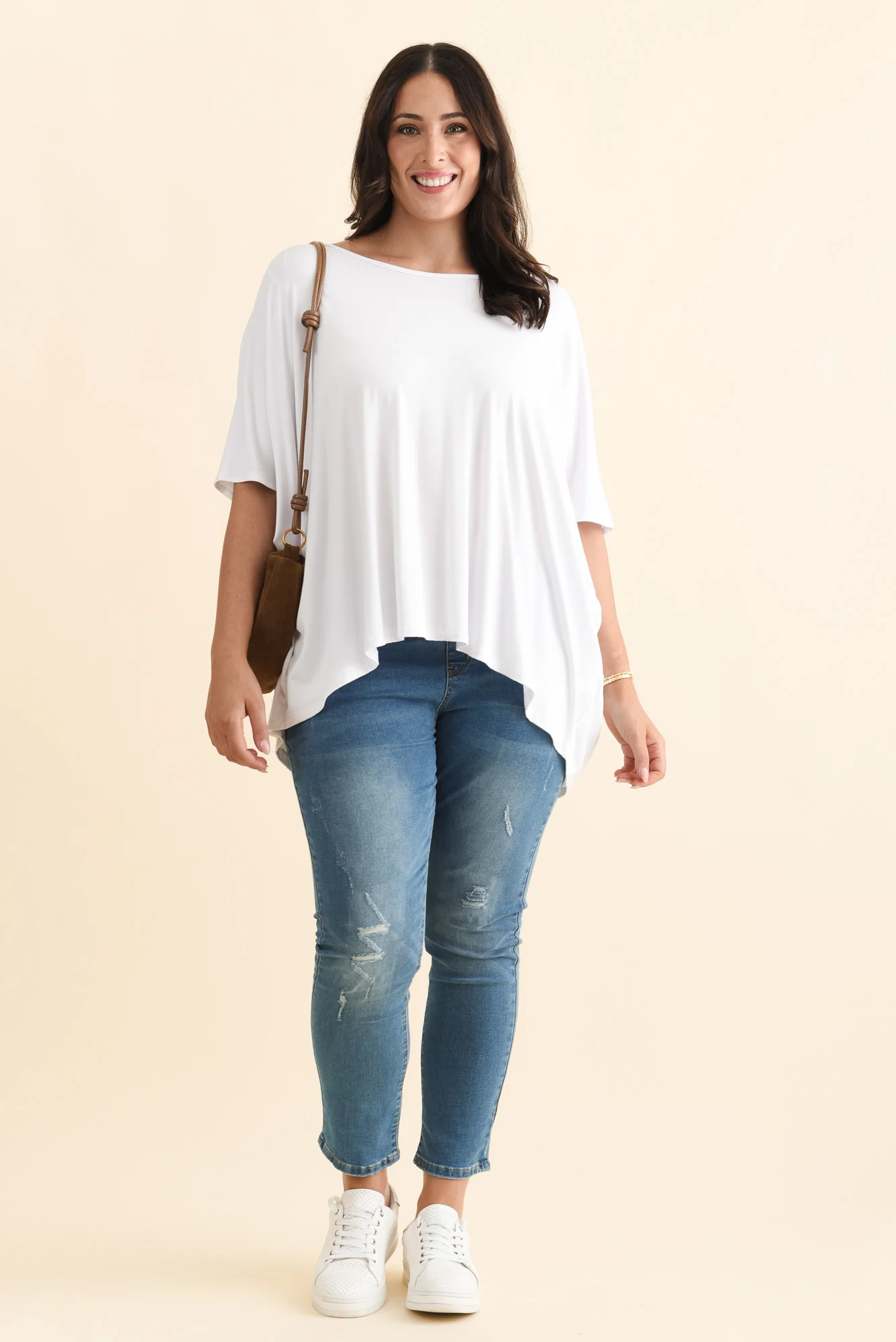Sorronda White Bamboo Batwing Top - Image 2