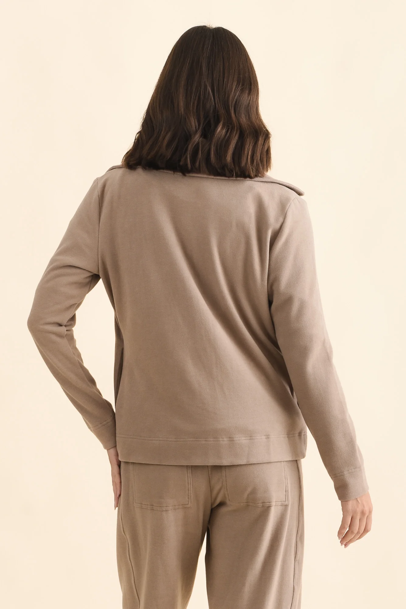 Souffle-Touch Beige Zip Jacket - Image 6