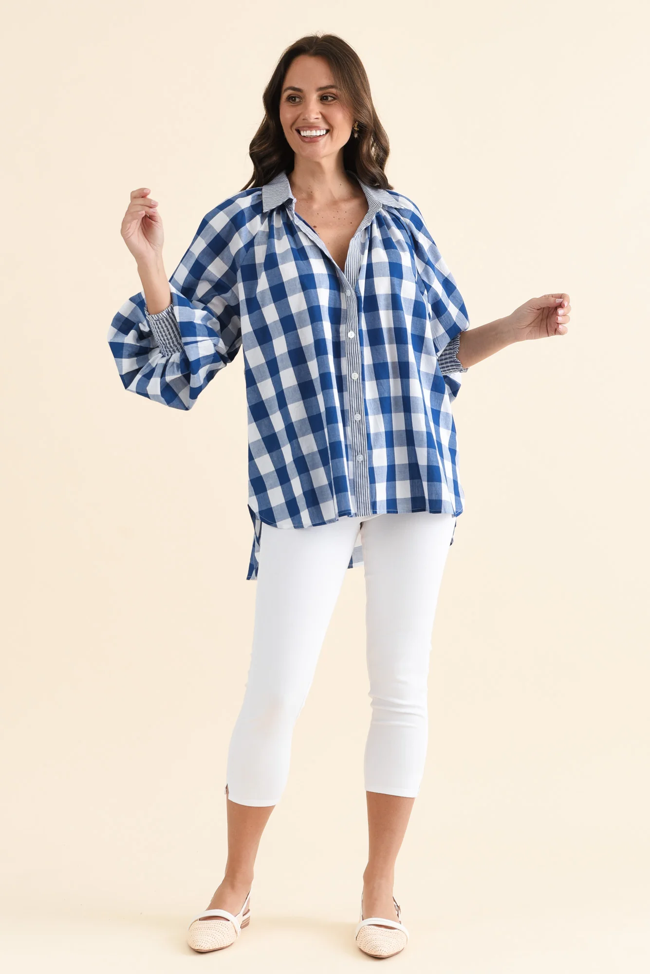 Stephens Navy Check Cotton Shirt - Image 2