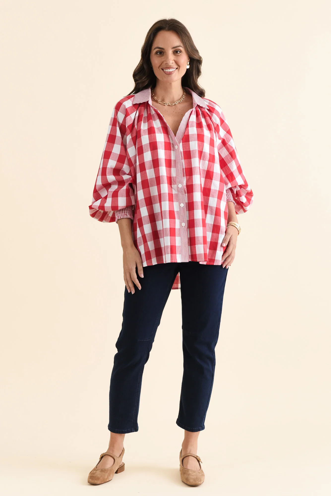 Stephens Red Check Cotton Shirt - Image 2