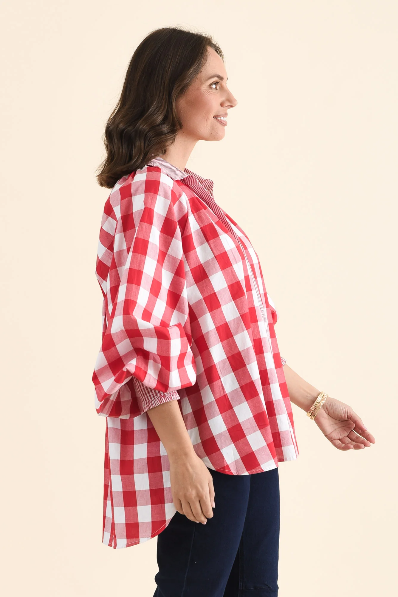 Stephens Red Check Cotton Shirt - Image 3
