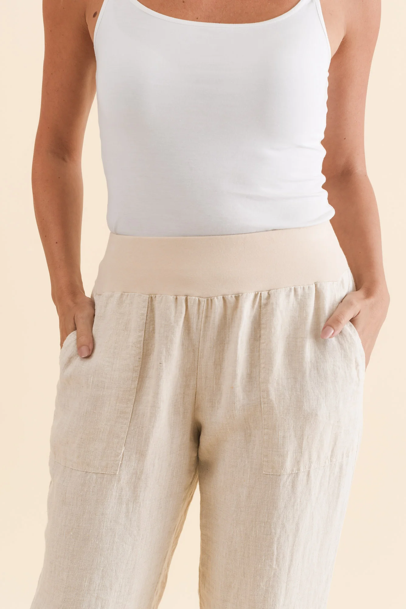 Tatum Beige Linen Pants - Image 6