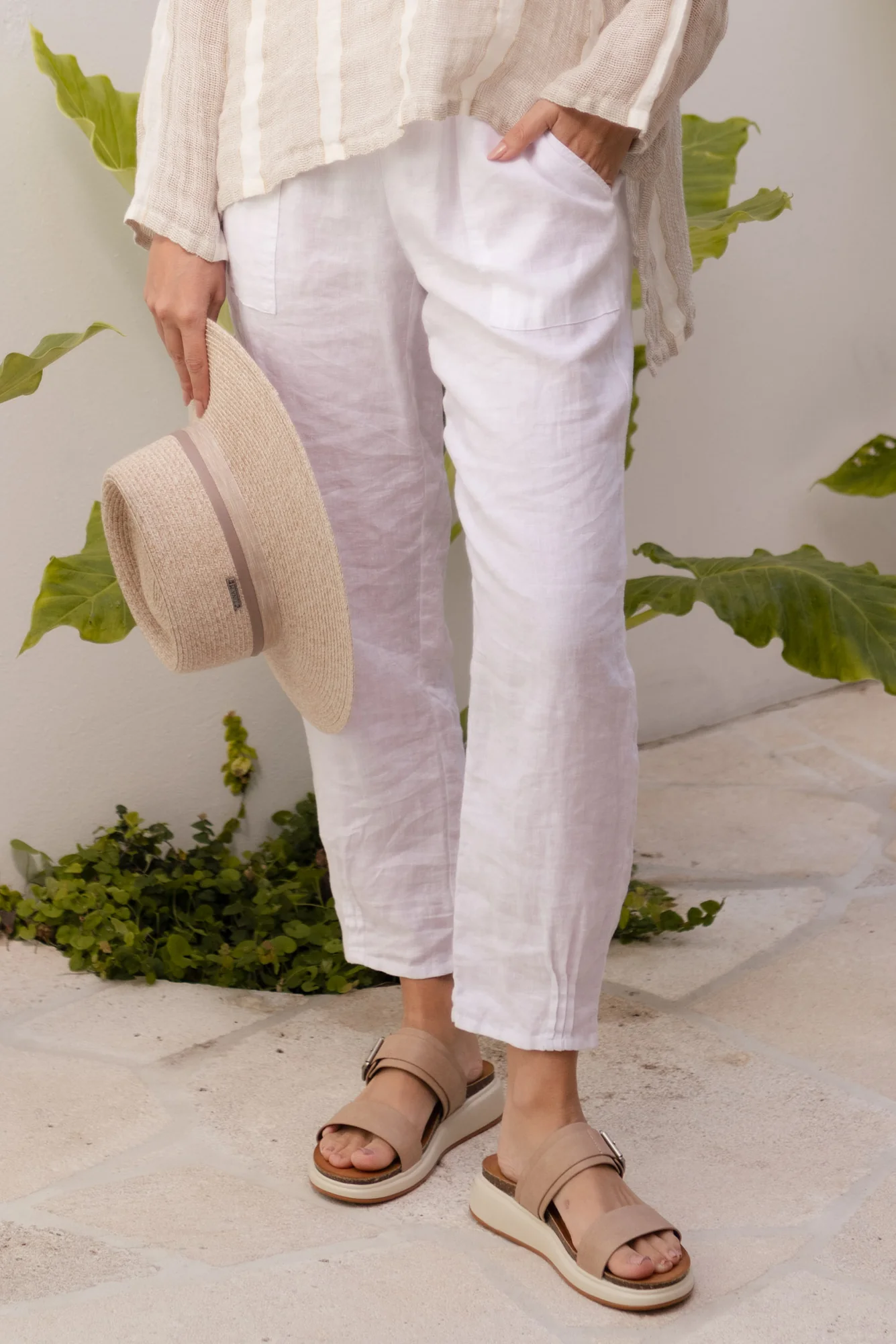 Tatum White Linen Pants
