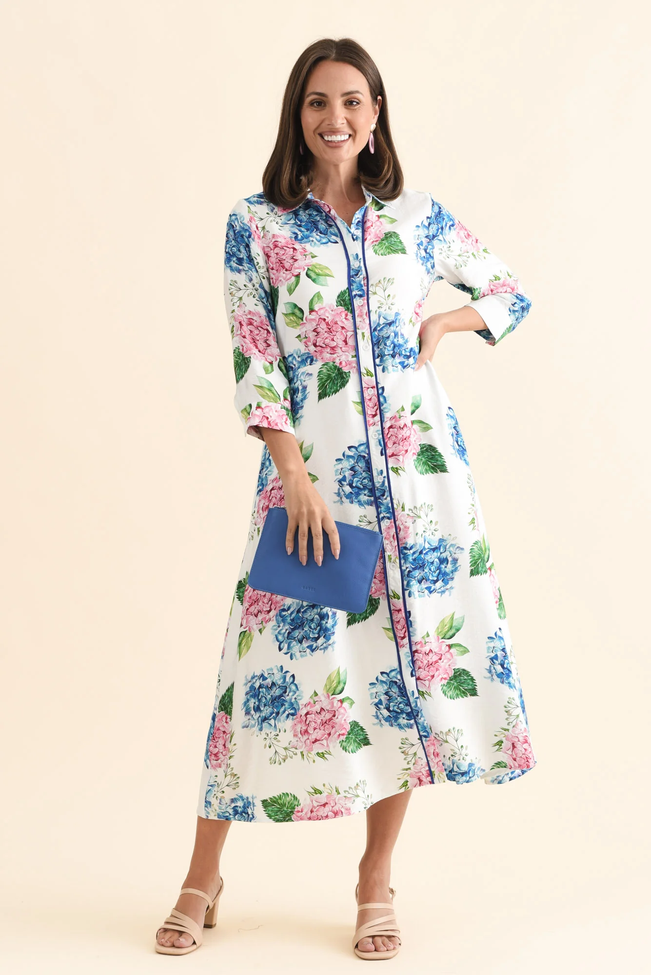 Taylah White Flower Linen Cotton Dress - Image 2
