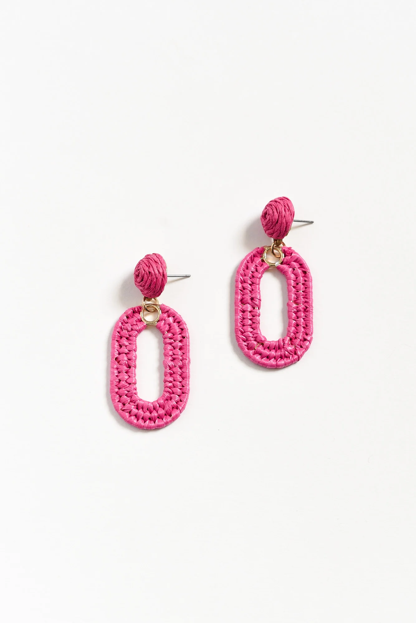 Tilby Pink Woven Oval Drop Earrings - Image 2