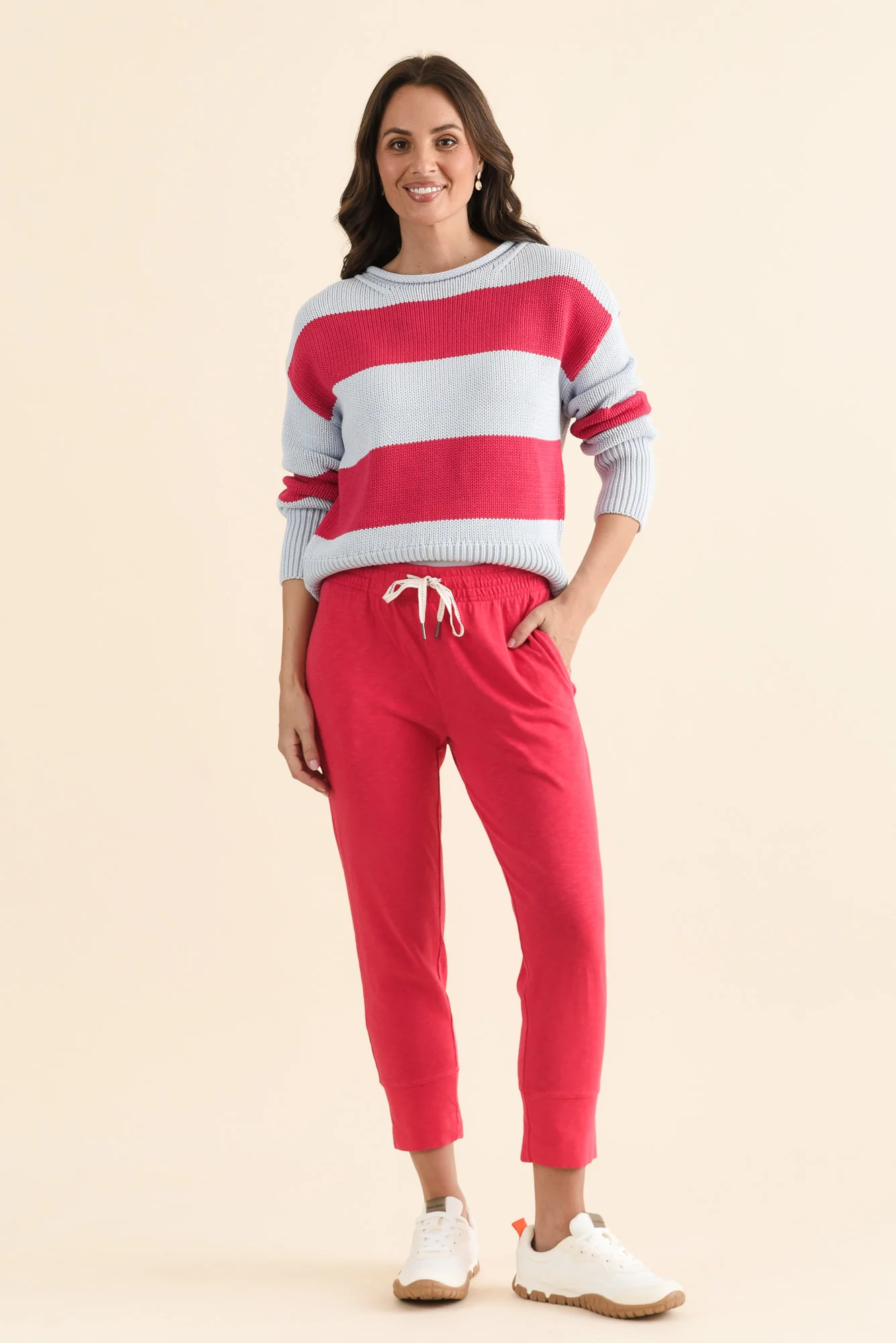 Vesi Red Stripe Cotton Knit Jumper - Image 2