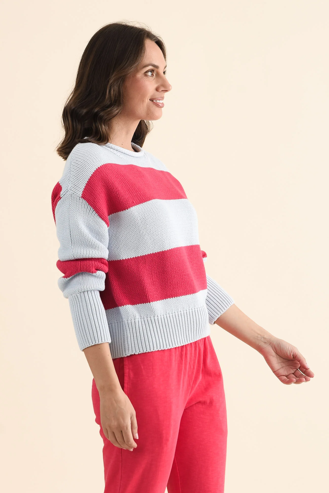 Vesi Red Stripe Cotton Knit Jumper - Image 3