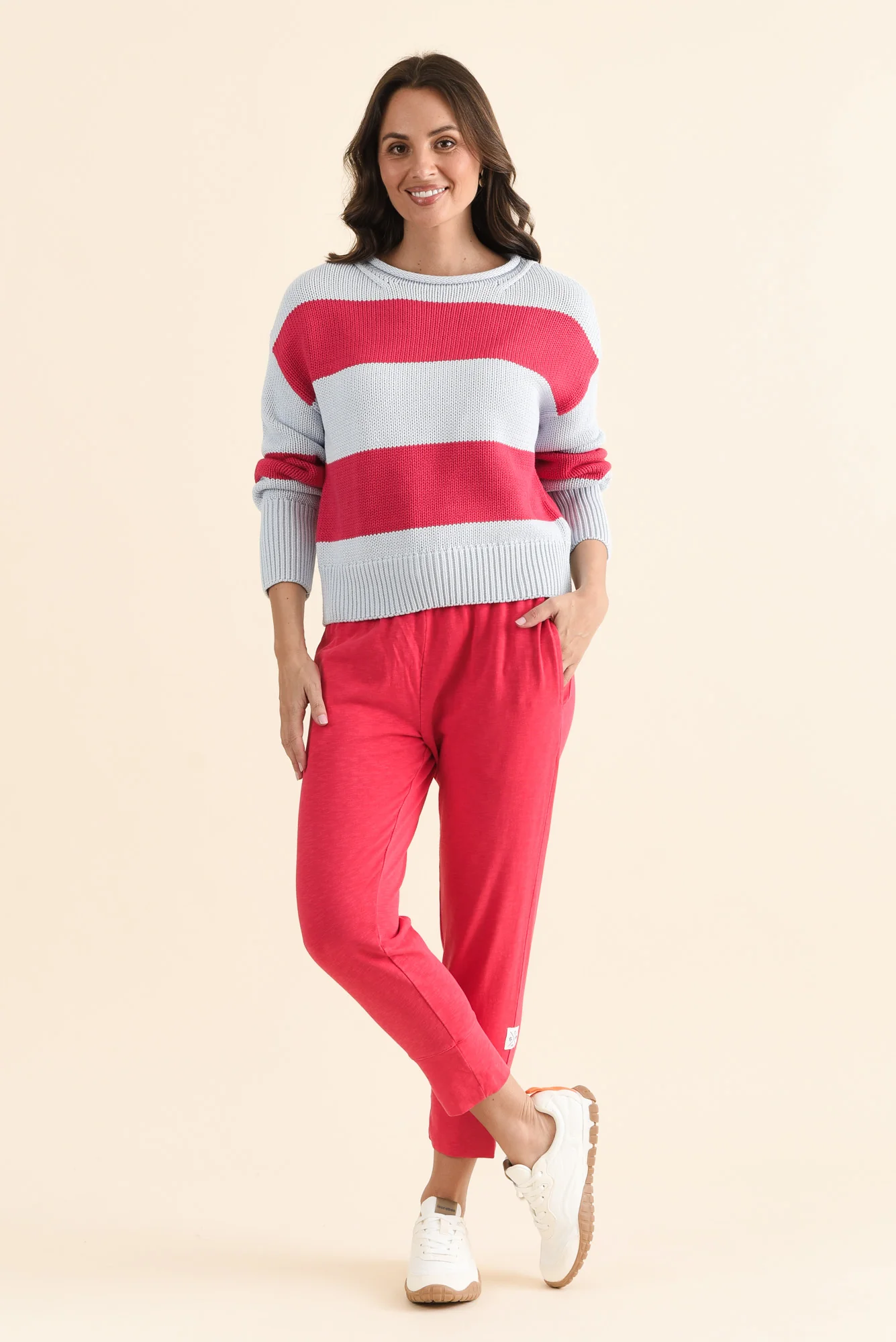 Vesi Red Stripe Cotton Knit Jumper - Image 6